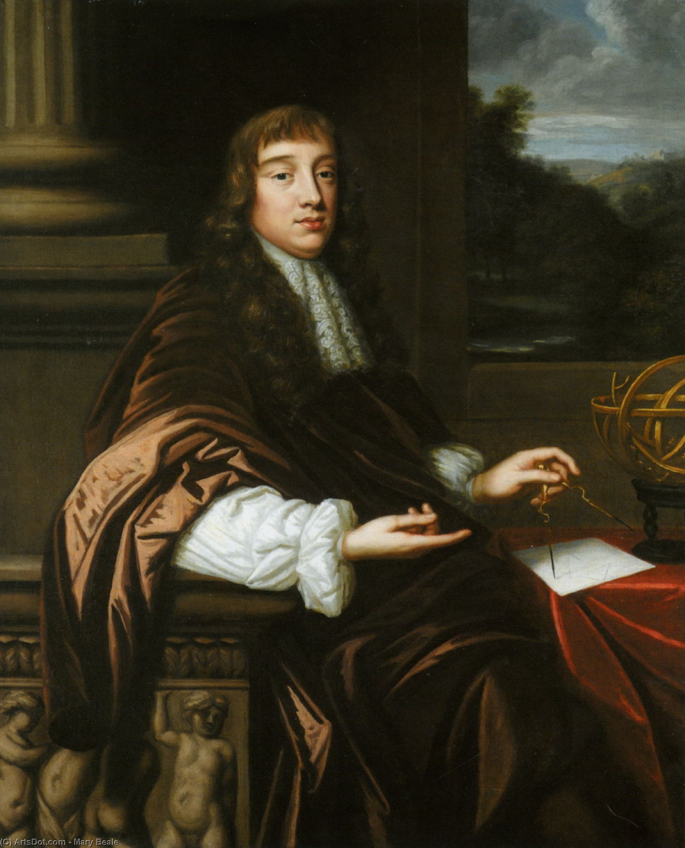 Order Art Reproductions Portrait of a Mathematician by Mary Beale (1633-1699, United Kingdom) | ArtsDot.com