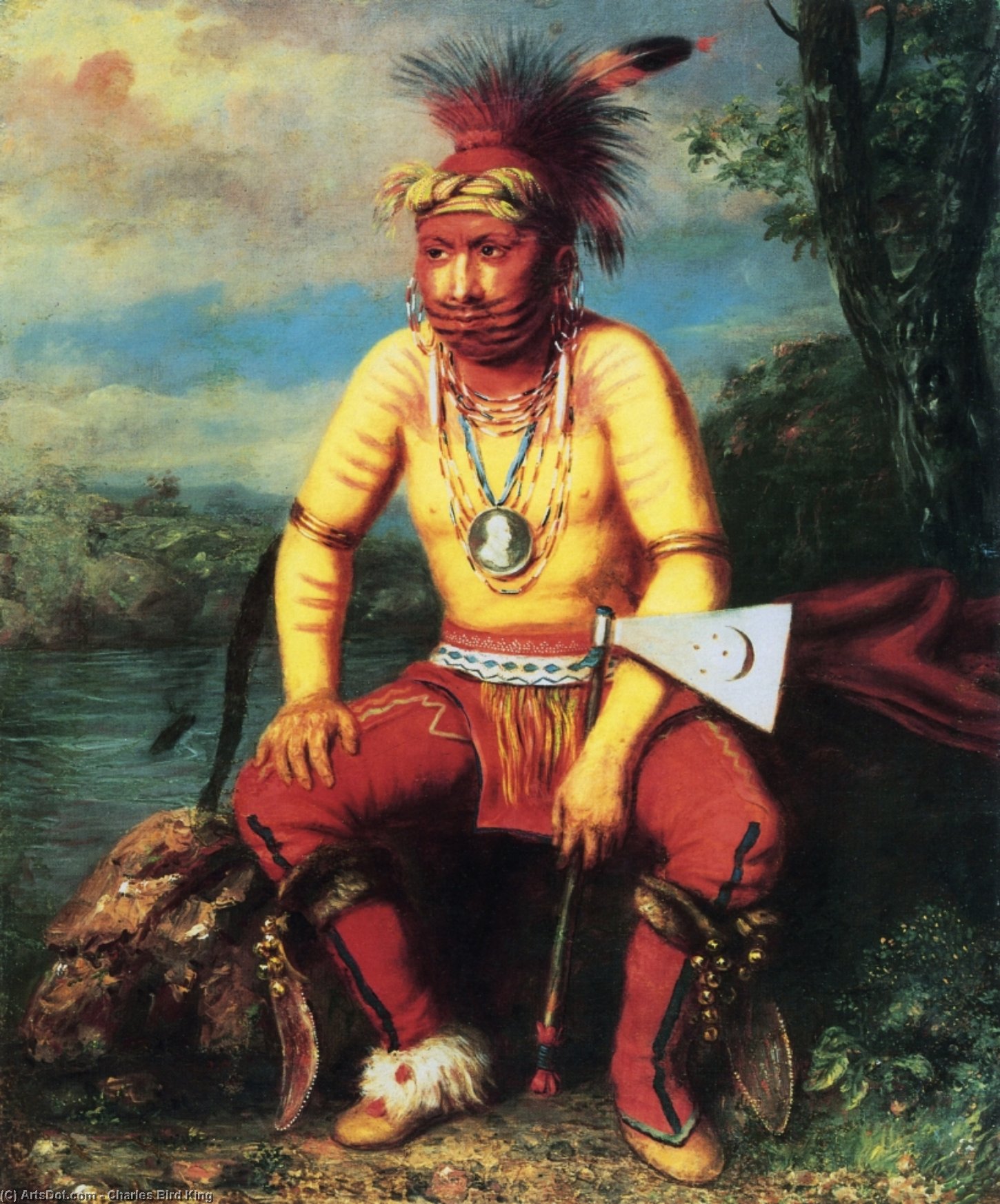 Buy Museum Art Reproductions Nesouaquoit (Bear in the Fork of a Tree), A Fox Chief, 1837 by Charles Bird King (1785-1862, United States) | ArtsDot.com