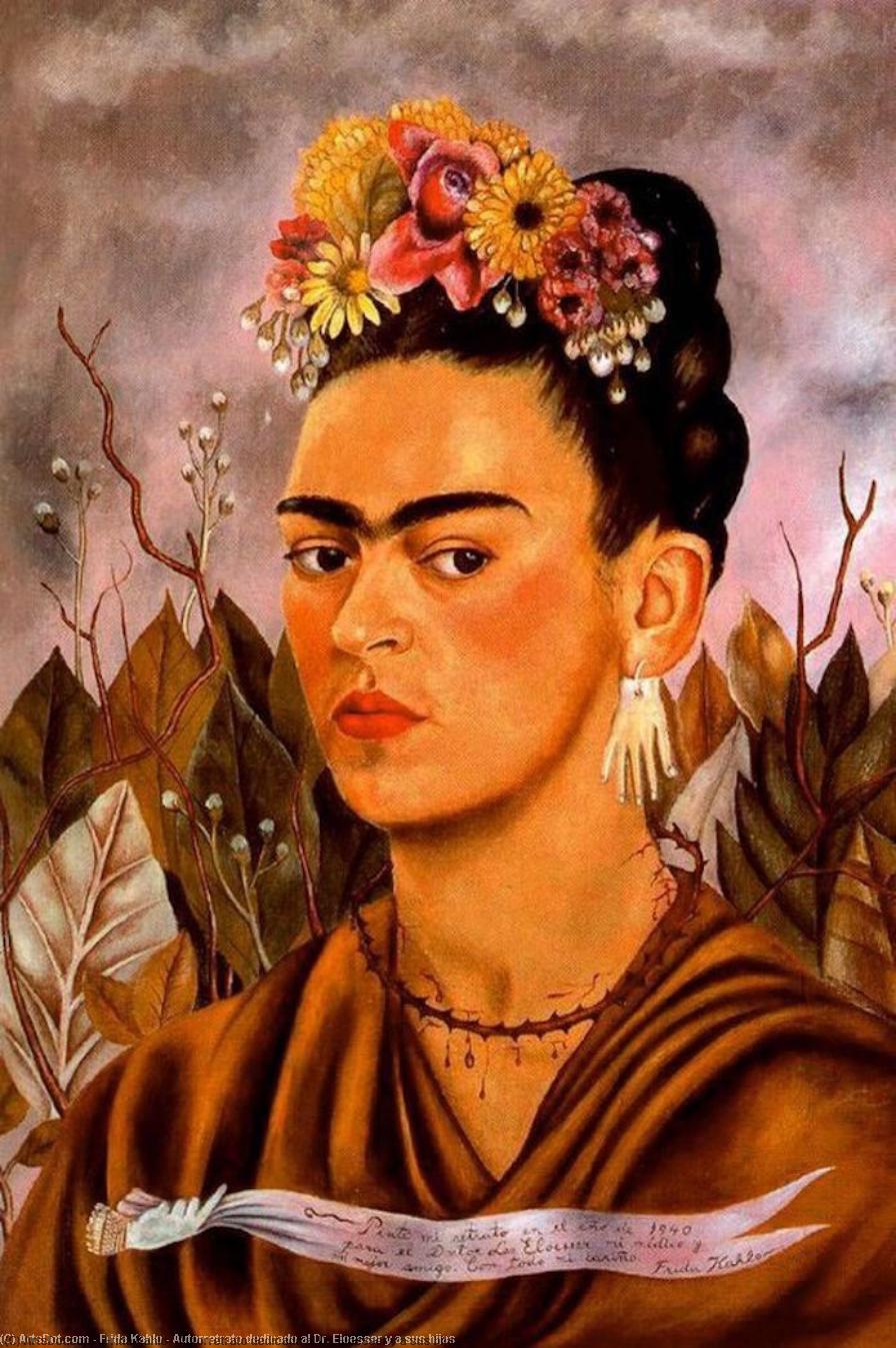Order Artwork Replica Autorretrato dedicado al Dr. Eloesser y a sus hijas by Frida Kahlo (Inspired By) (1907-1954, Mexico) | ArtsDot.com