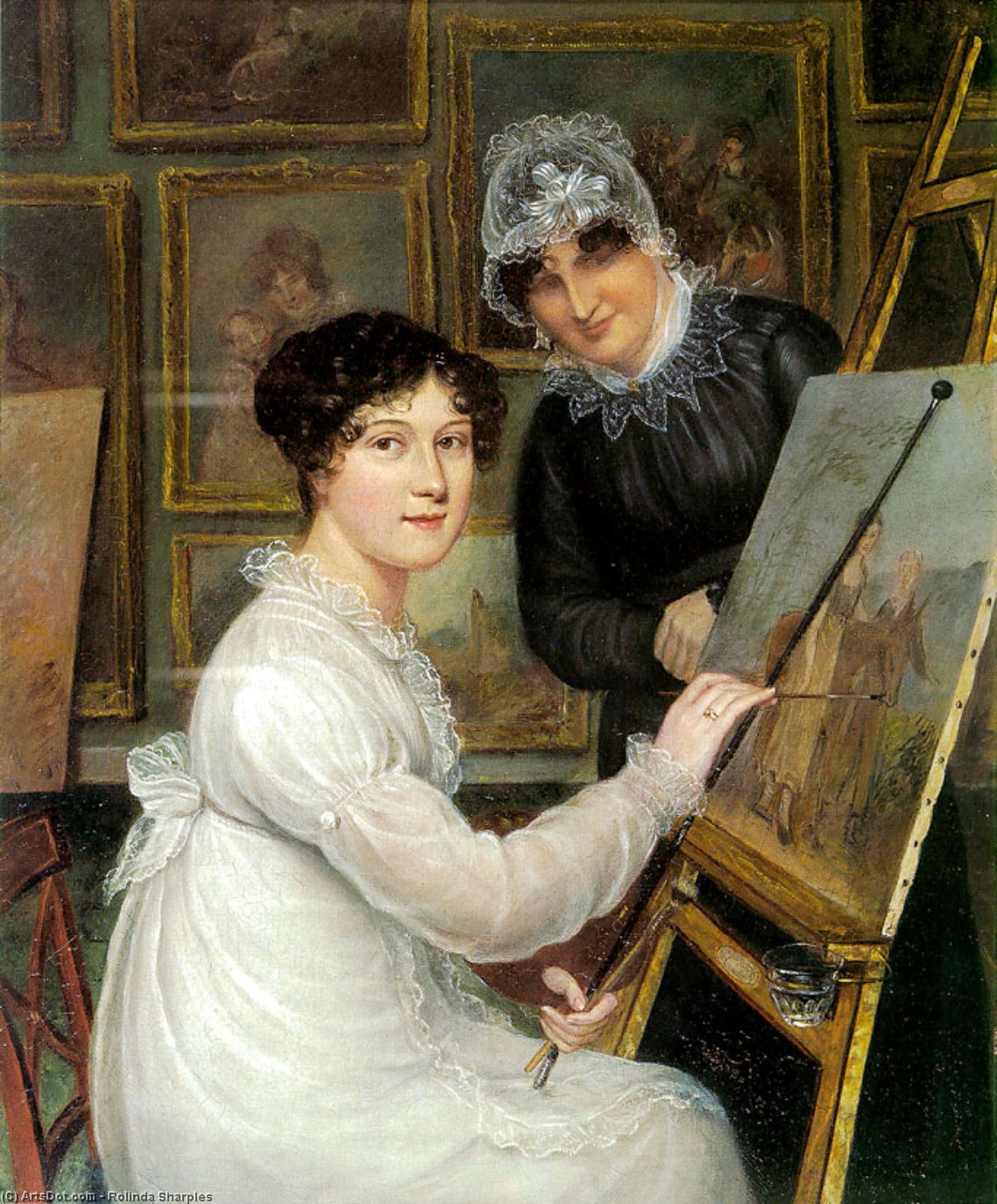 Order Oil Painting Replica Self-Portrait with Mother by Rolinda Sharples (1793-1838, United Kingdom) | ArtsDot.com