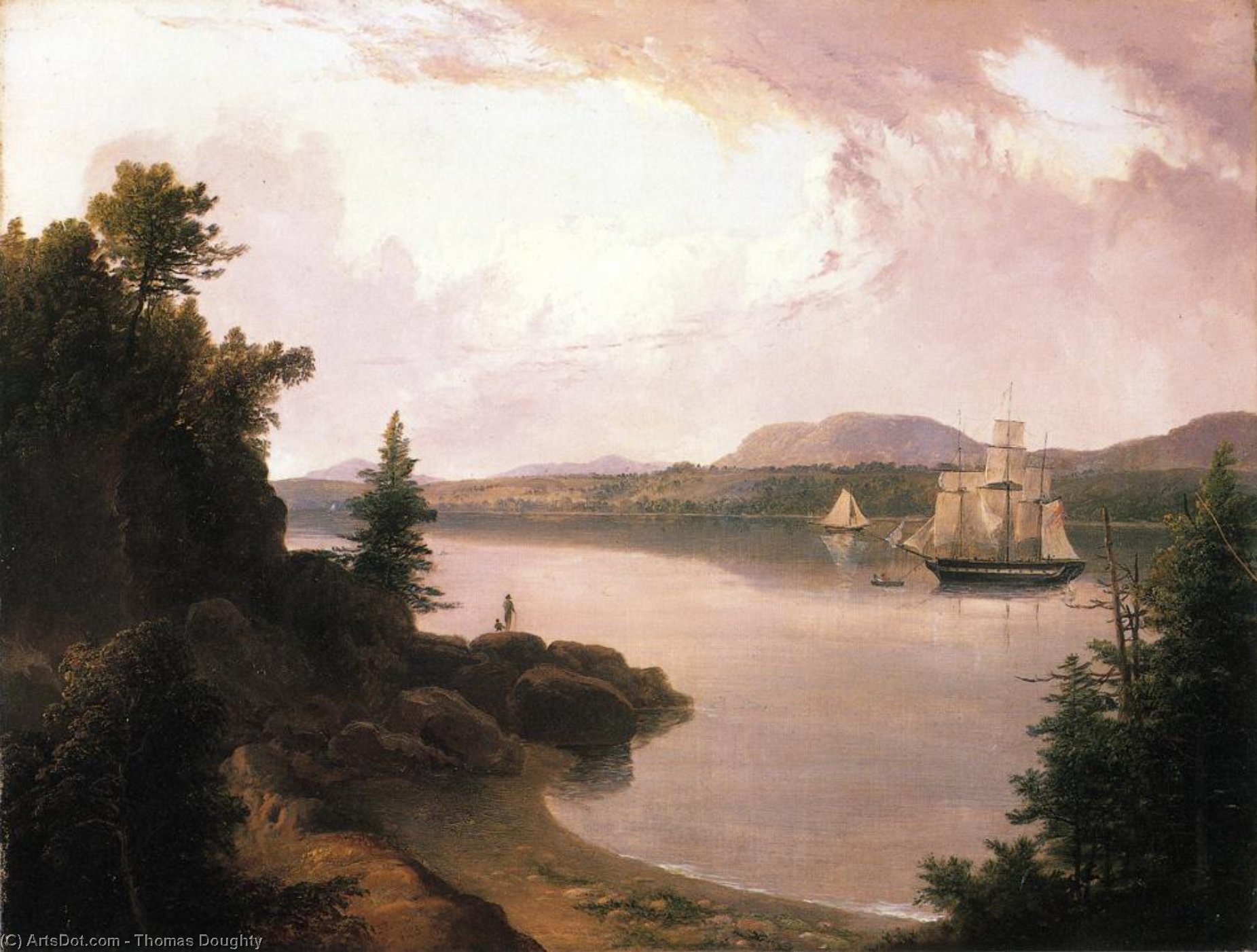 Order Art Reproductions View on the St. Croix River near Robbinston, 1835 by Thomas Doughty (1793-1856, United States) | ArtsDot.com