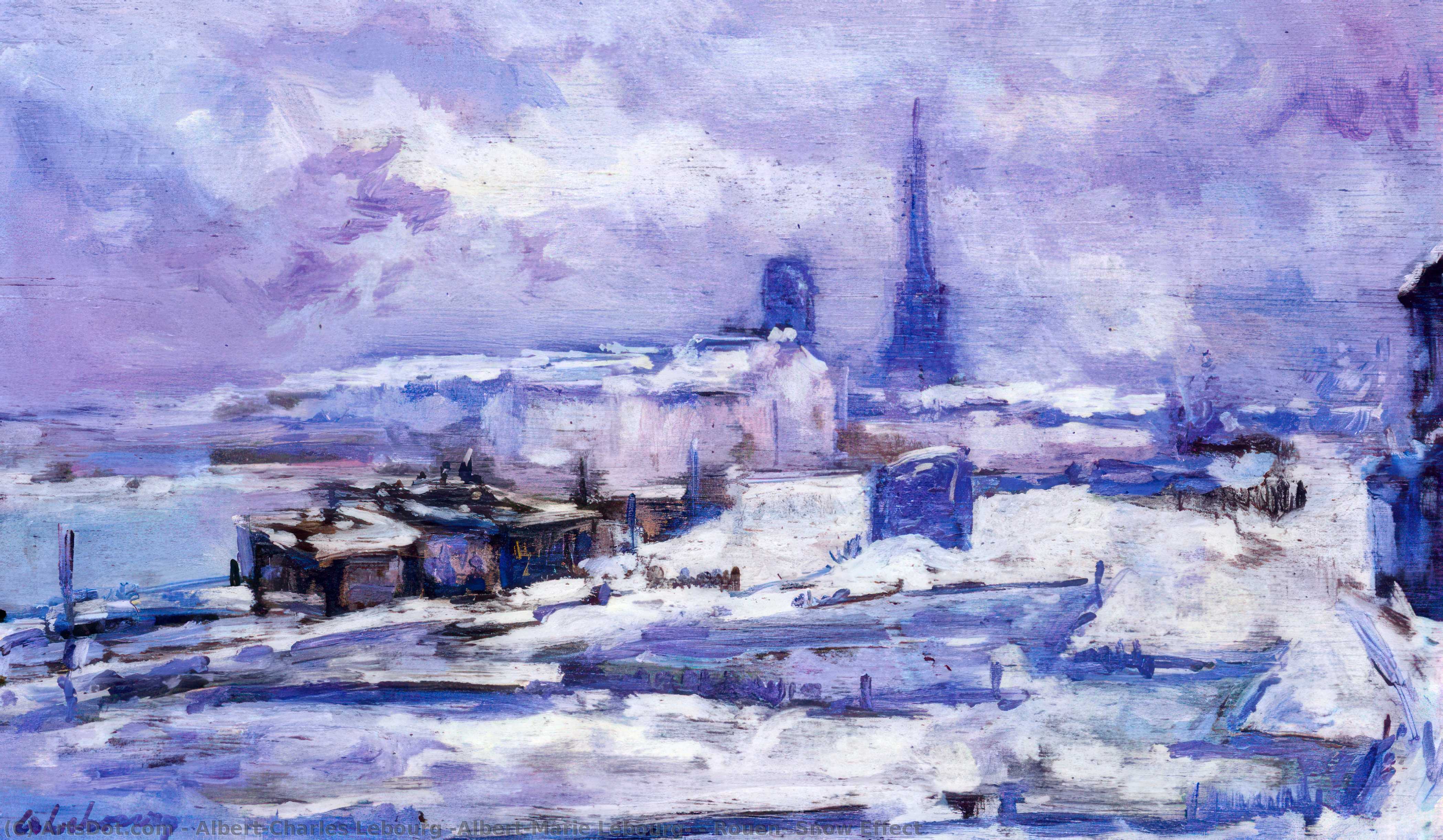 Order Paintings Reproductions Rouen, Snow Effect by Albert-Charles Lebourg (Albert-Marie Lebourg) (1849-1928, France) | ArtsDot.com