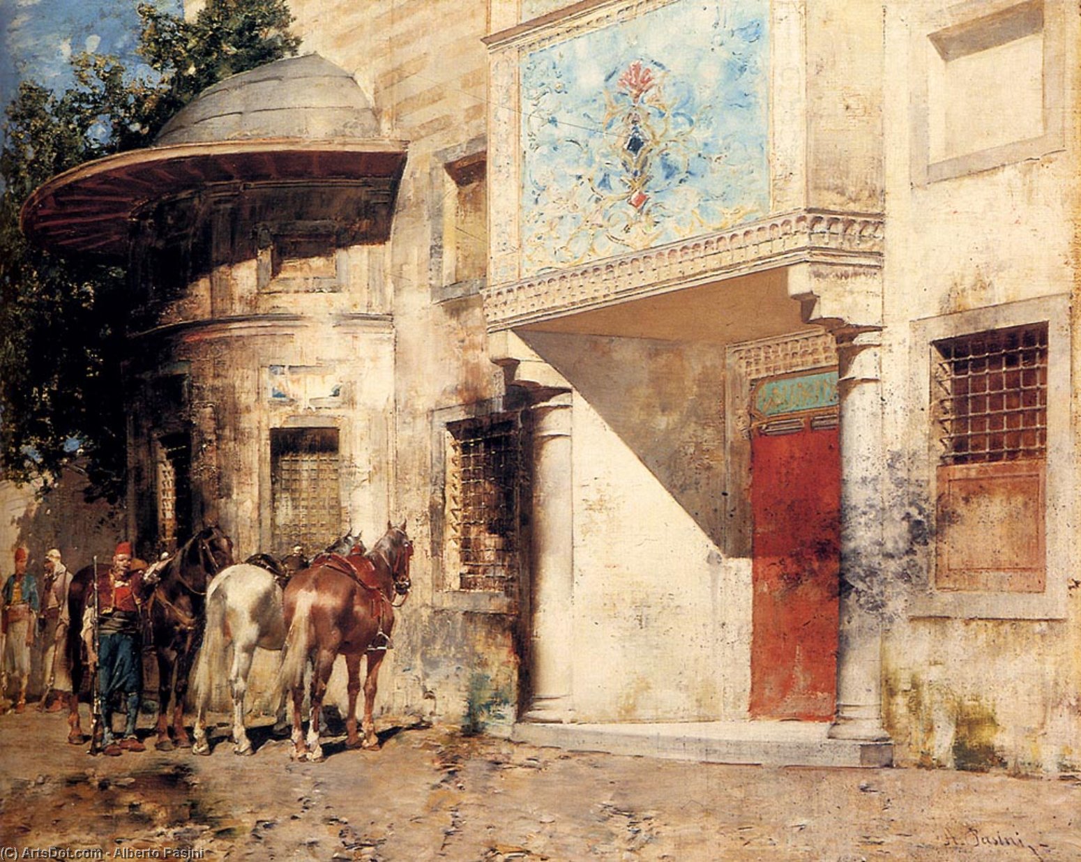 Order Oil Painting Replica Outside The Mosque by Alberto Pasini (1826-1899, Italy) | ArtsDot.com