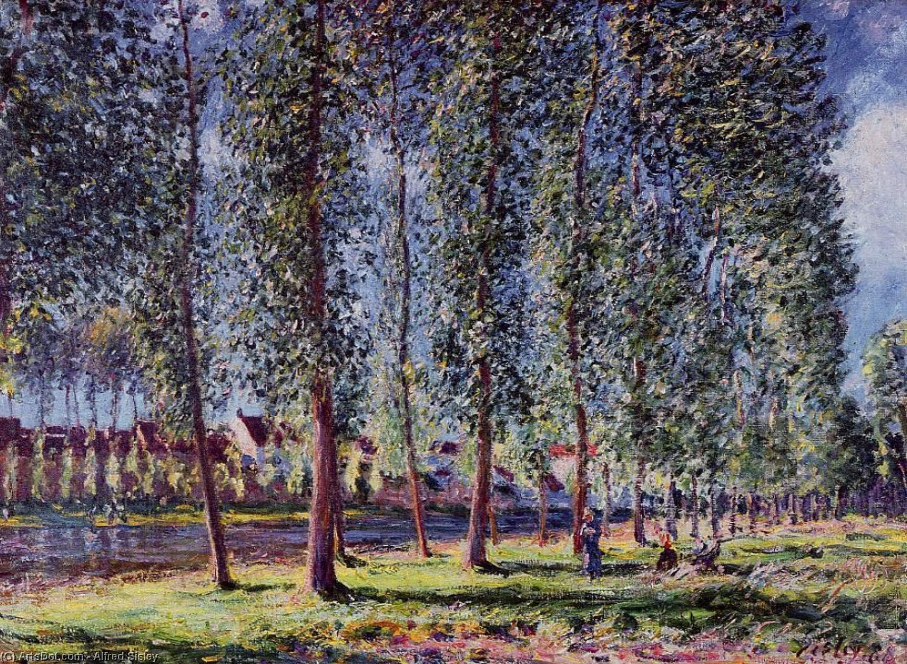 Order Art Reproductions Lane of Poplars at Moret, 1888 by Alfred Sisley (1839-1899, France) | ArtsDot.com