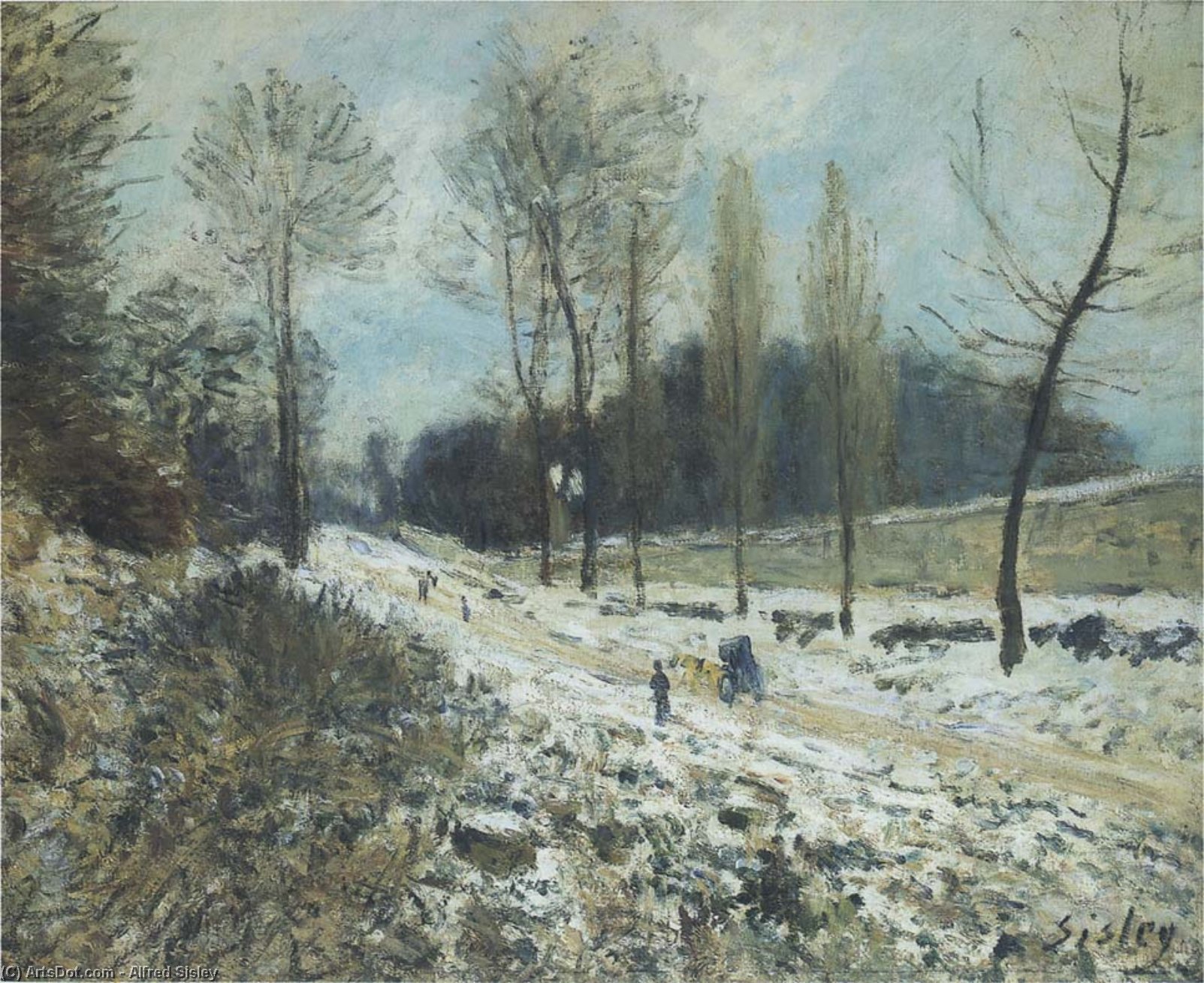Order Oil Painting Replica Route to Marly Le Roi in Snow by Alfred Sisley (1839-1899, France) | ArtsDot.com