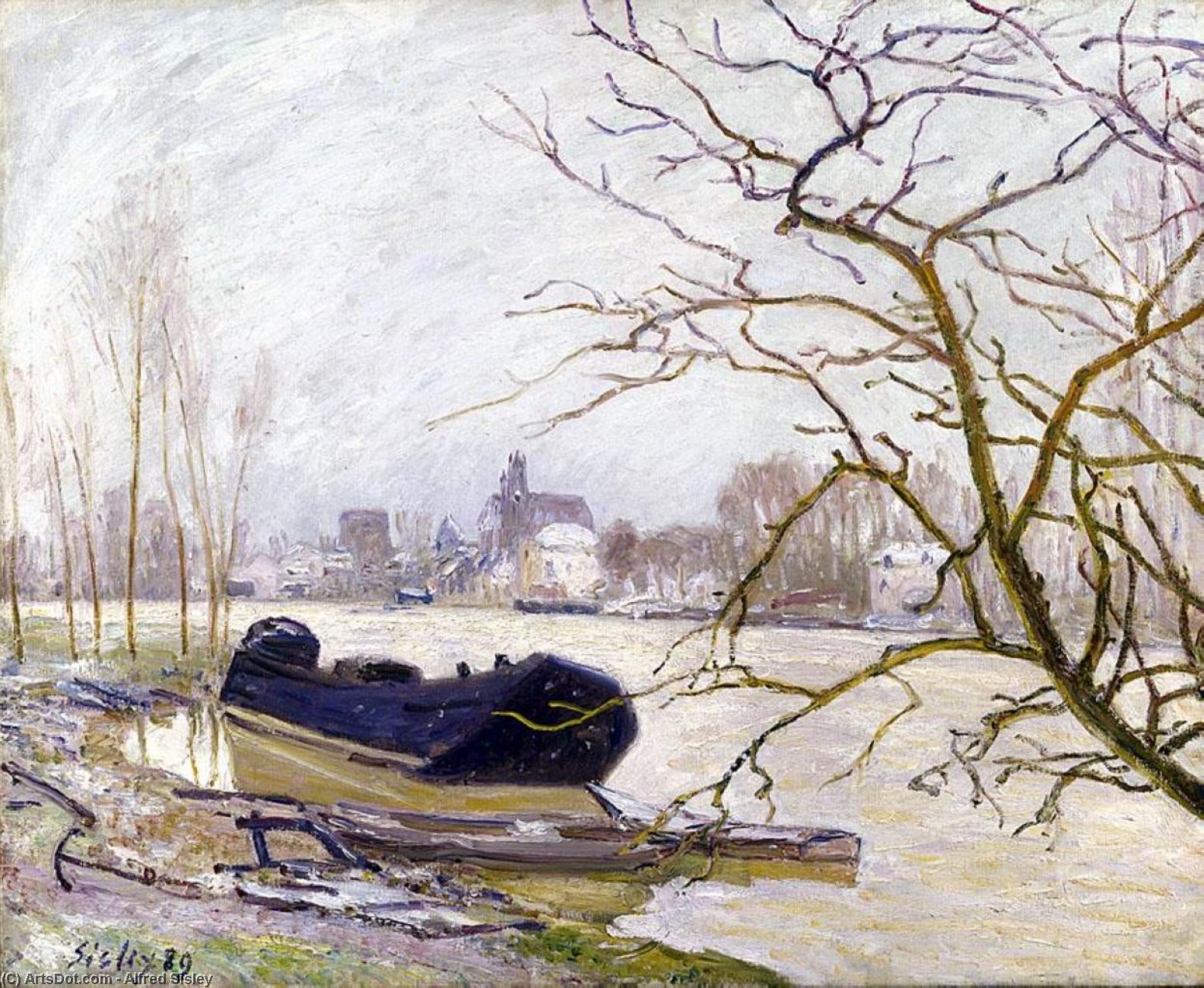 Order Art Reproductions The Loing at High Water, 1889 by Alfred Sisley (1839-1899, France) | ArtsDot.com