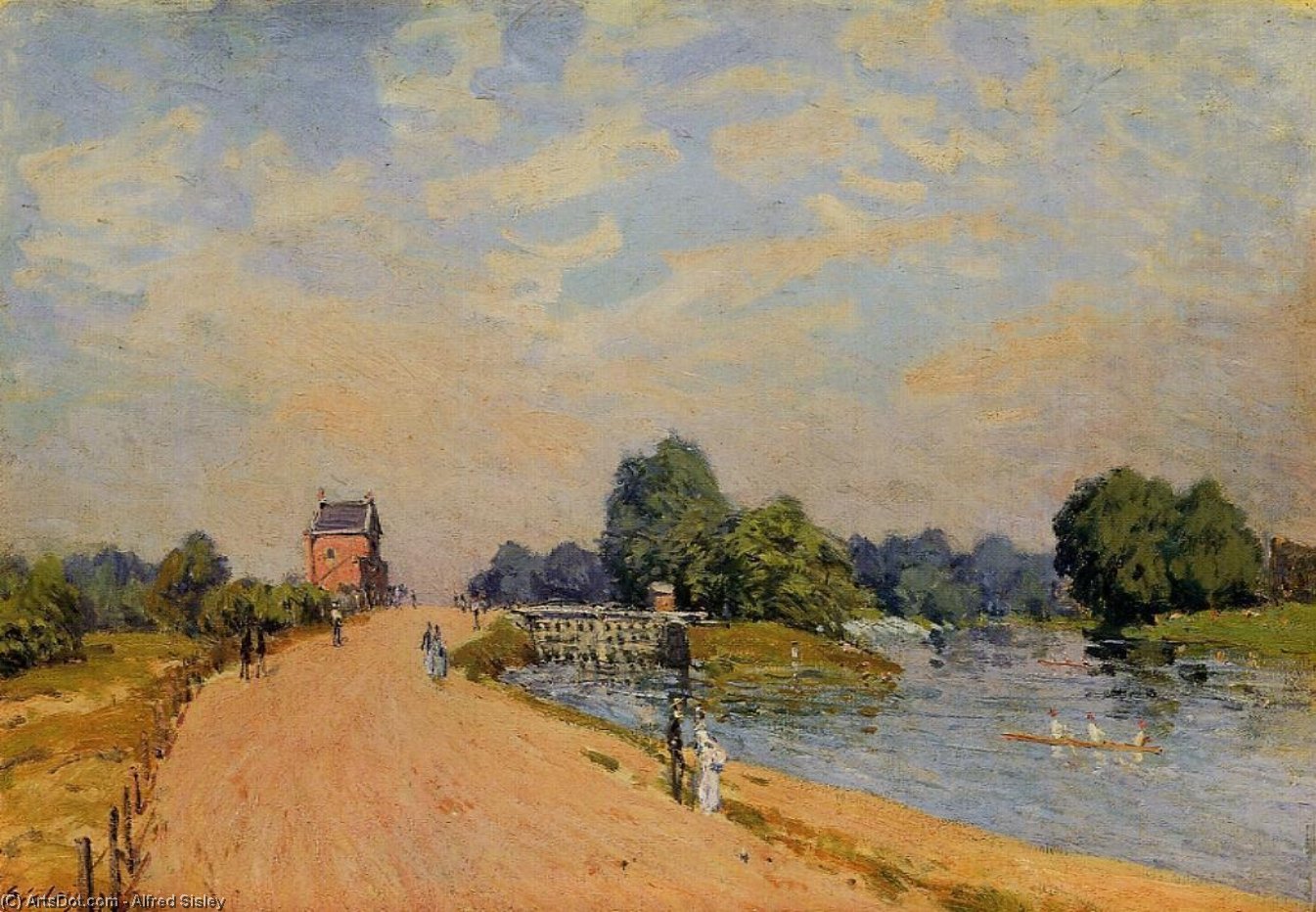 Order Oil Painting Replica The Road from Hampton Court, 1874 by Alfred Sisley (1839-1899, France) | ArtsDot.com