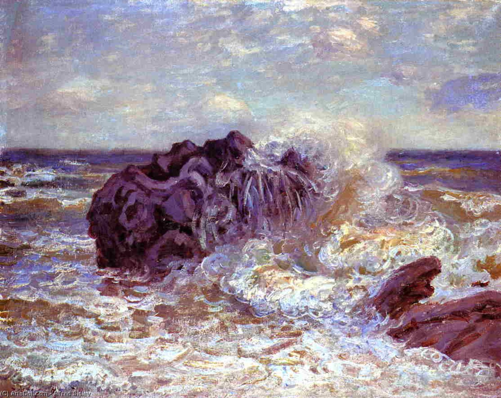 Buy Museum Art Reproductions The Wave, Lady`s Cove, Langland Bay, 1897 by Alfred Sisley (1839-1899, France) | ArtsDot.com