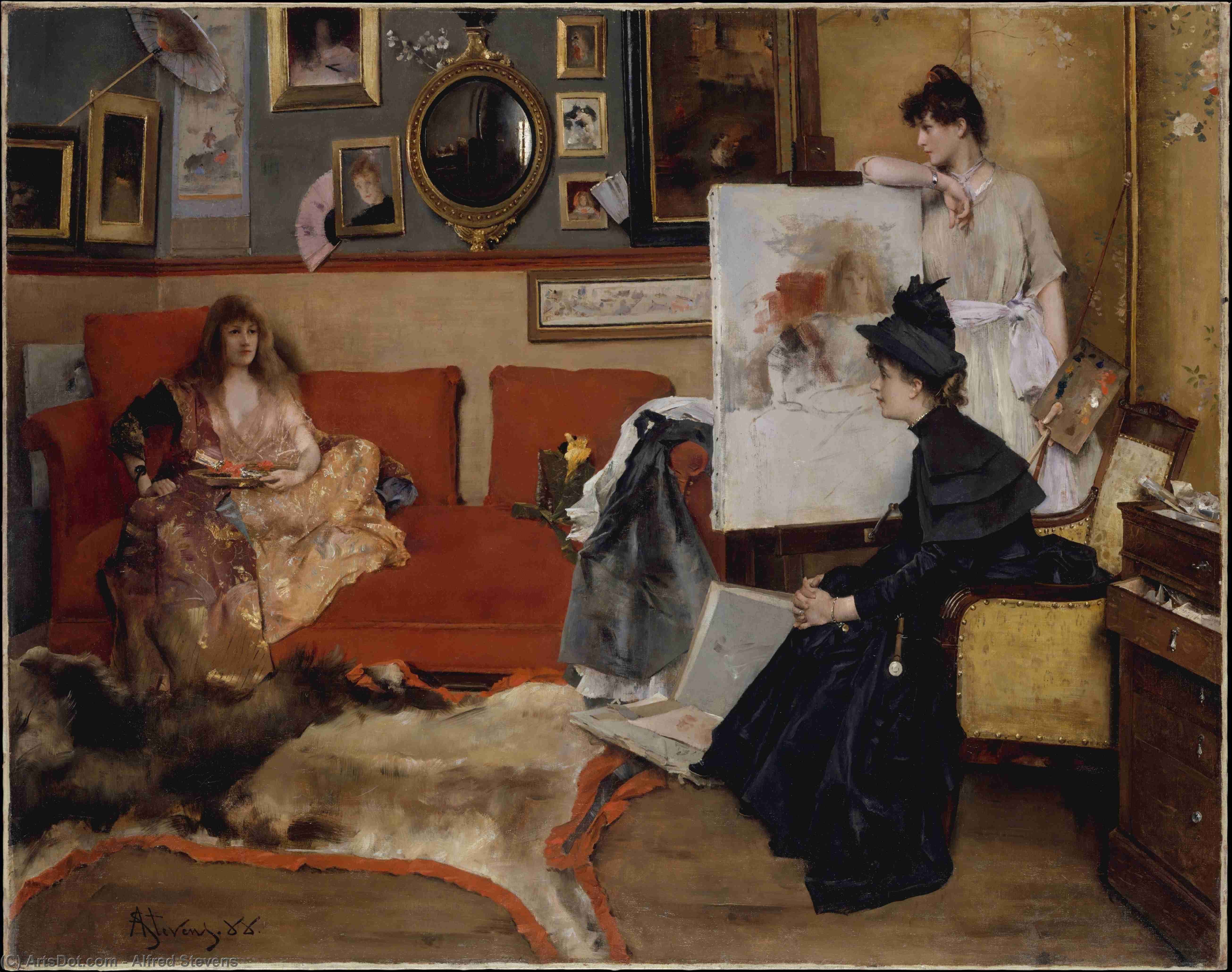Order Oil Painting Replica The atelier by Alfred Stevens (1823-1906, Belgium) | ArtsDot.com