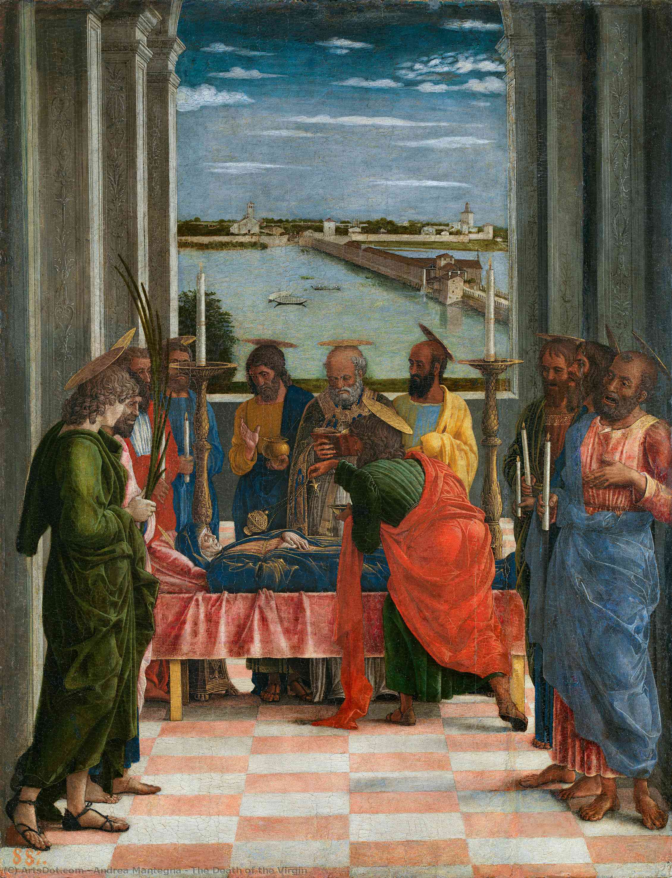 购买 博物馆艺术复制品，艺术复制品，绘画复制品，博物馆质量版画，美术复制品，着名绘画复制品，博物馆品质复制品，帆布艺术版画 处女之死, 1460 通过 Andrea Mantegna (1431-1506, Italy) | ArtsDot.com