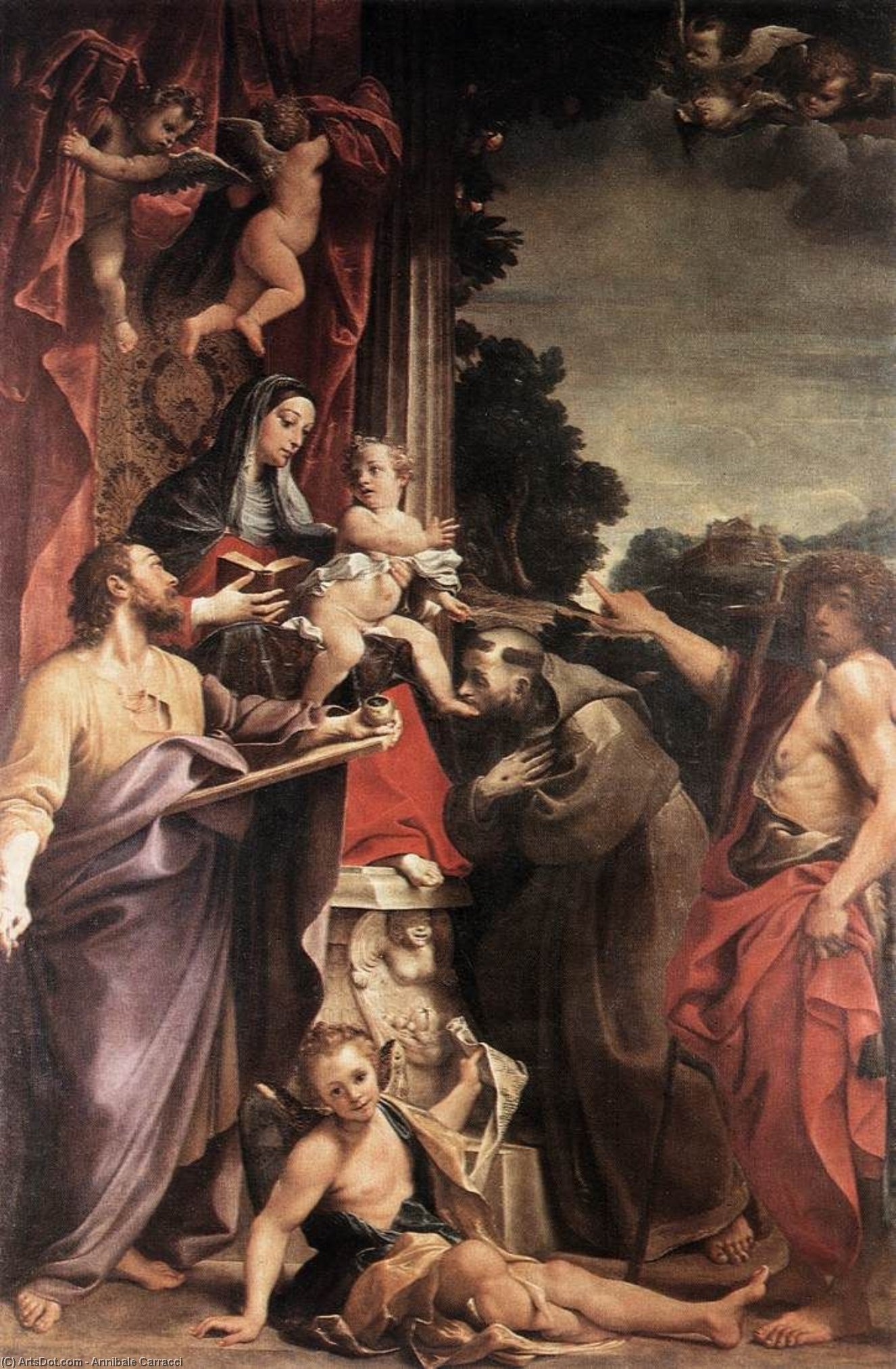 Order Art Reproductions Madonna Enthroned with St Matthew, 1588 by Annibale Carracci (1560-1609, Italy) | ArtsDot.com
