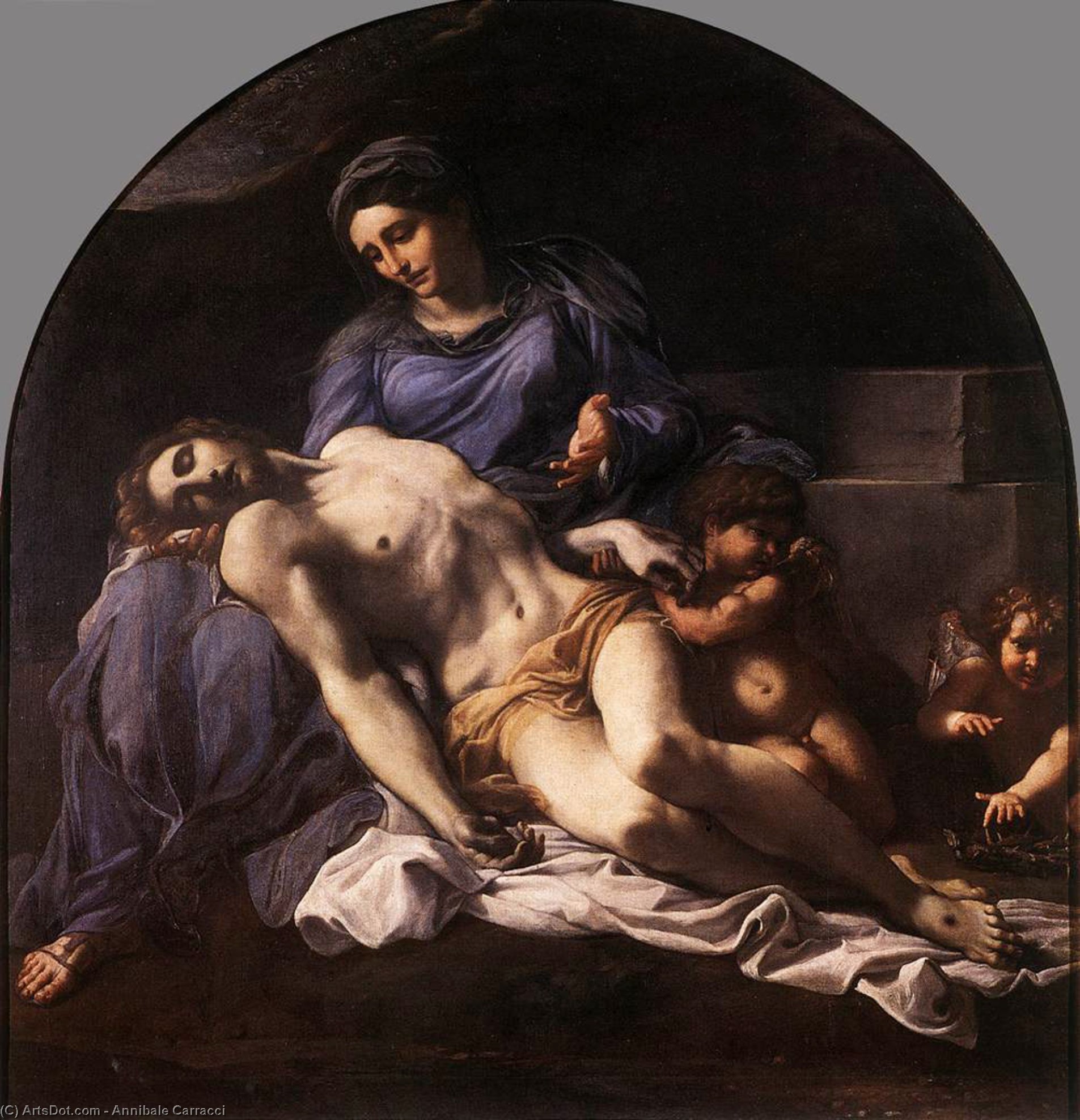 Ordinare Riproduzioni Di Quadri Pietà, 1599 di Annibale Carracci (1560-1609, Italy) | ArtsDot.com