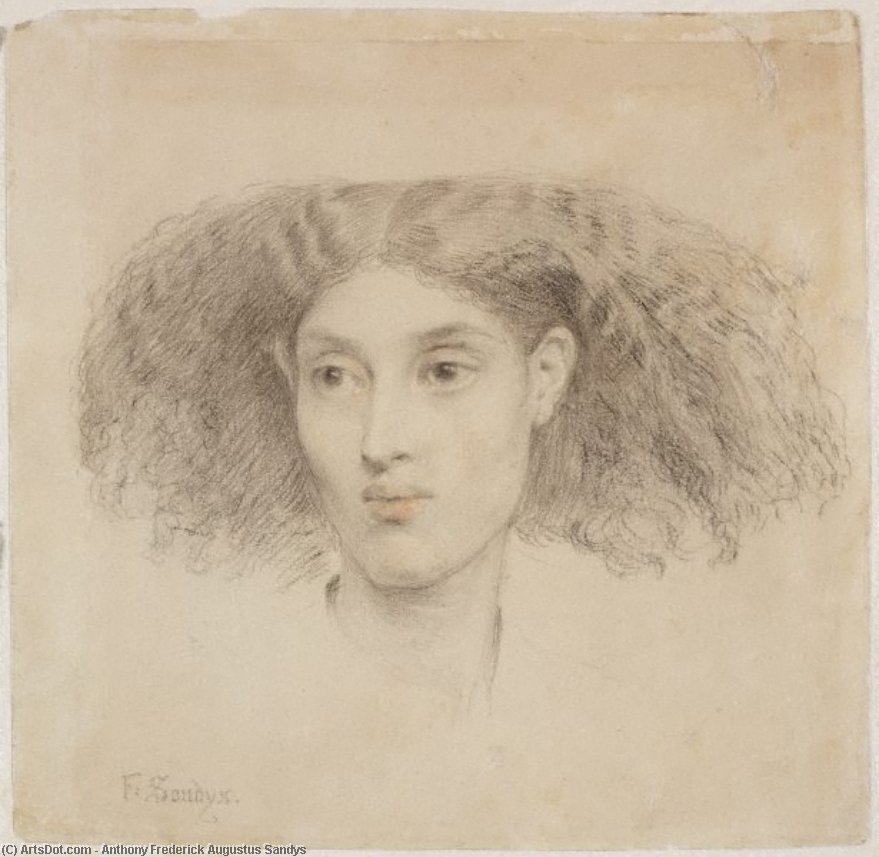 Buy Museum Art Reproductions Study of the head of a young mulatto woman, full face by Anthony Frederick Augustus Sandys (1829-1904, United Kingdom) | ArtsDot.com