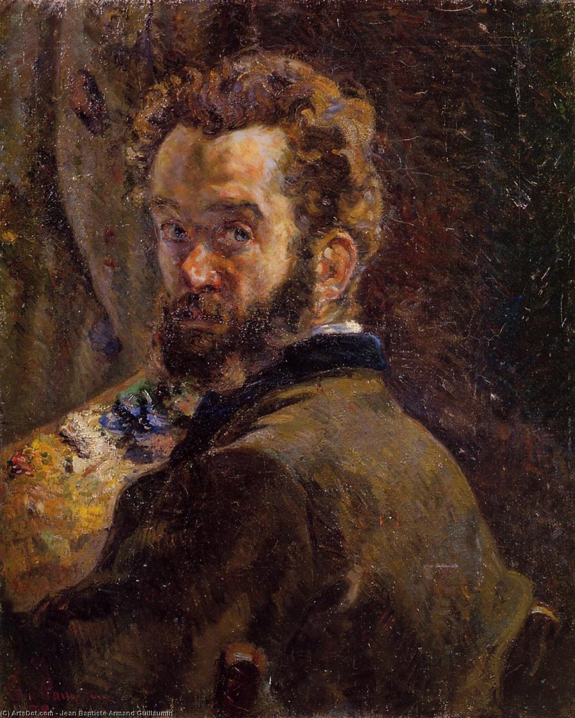 Order Oil Painting Replica Self Portrait with Easel, 1878 by Jean Baptiste Armand Guillaumin (1841-1927, France) | ArtsDot.com