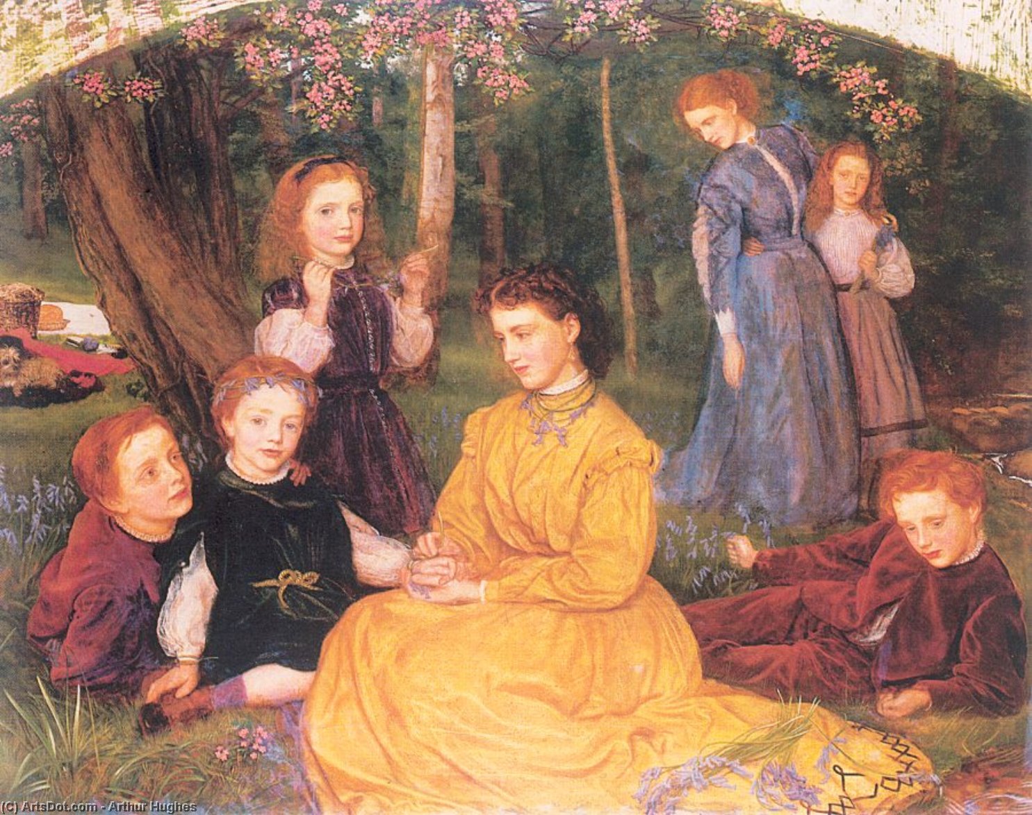 Order Paintings Reproductions A Birthday Picnic by Arthur Hughes (1832-1915, United Kingdom) | ArtsDot.com