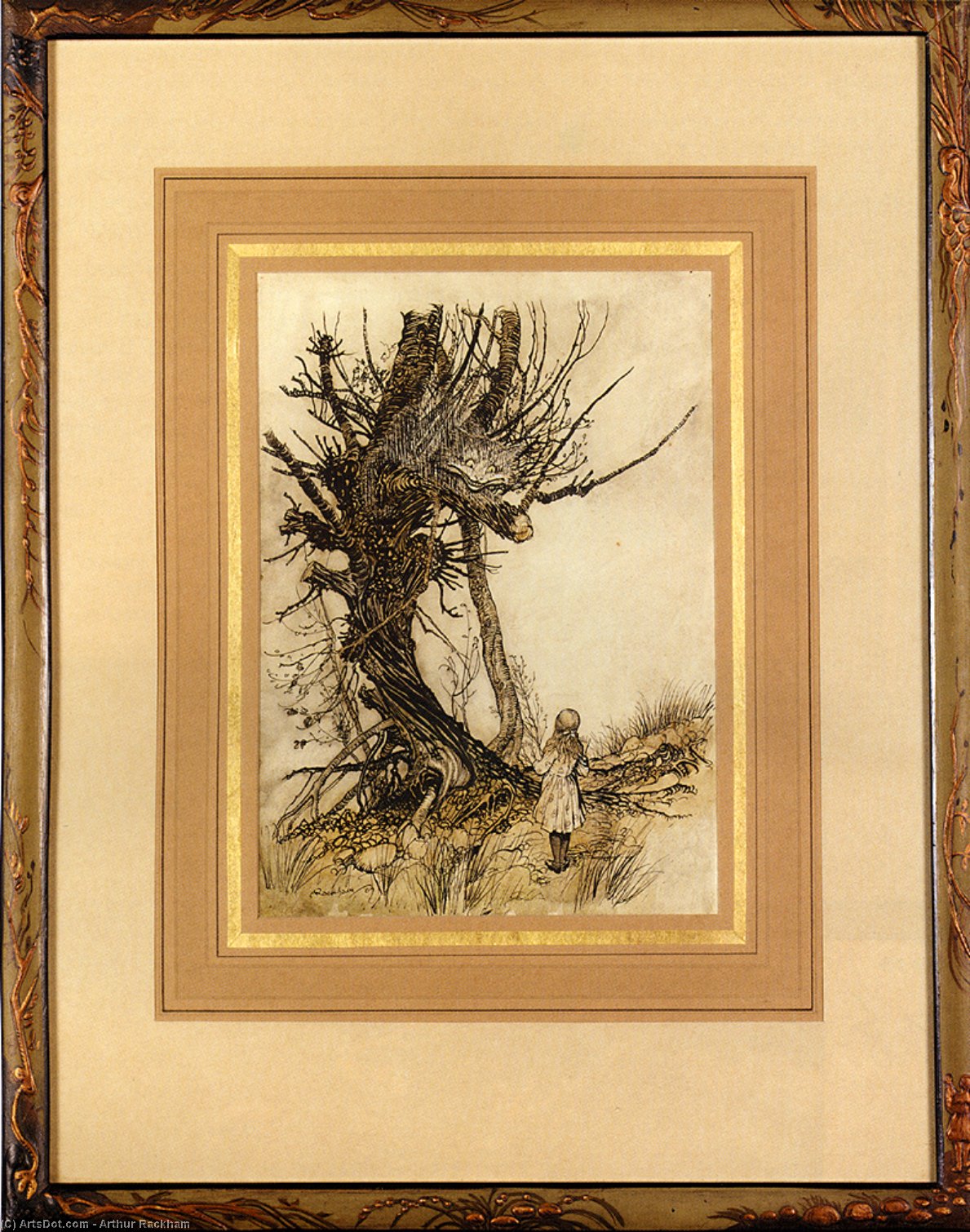 Order Paintings Reproductions Alice In Wonderland. Alice And the Cheshire Cat by Arthur Rackham | ArtsDot.com