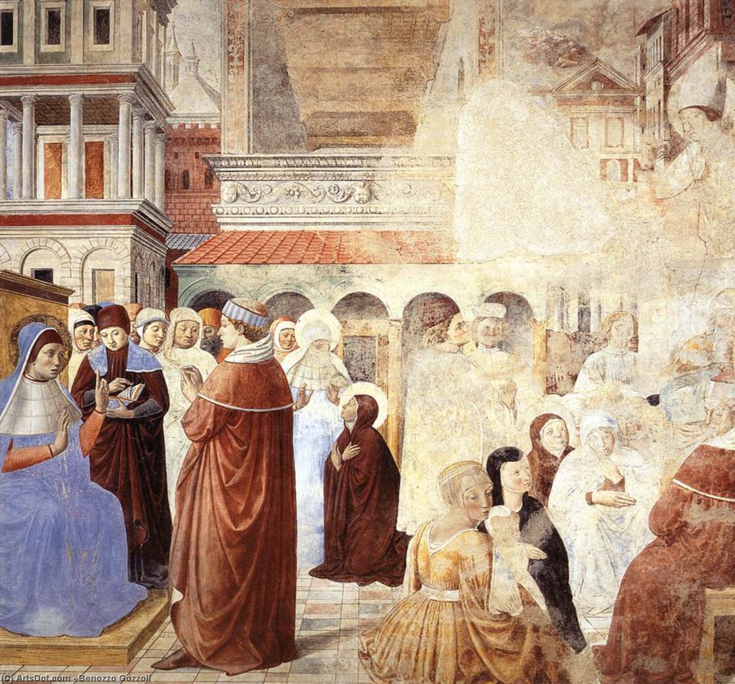 Order Art Reproductions Scenes with St Ambrose (scene 9, north wall), 1464 by Benozzo Gozzoli (1420-1497, Italy) | ArtsDot.com