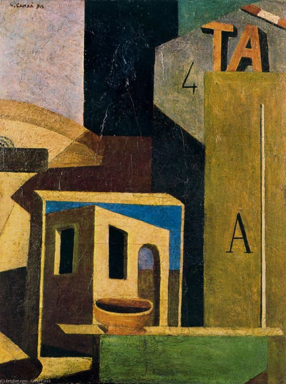 Order Oil Painting Replica Composizione Ta by Carlo Carrà (Inspired By) (1881-1966, Italy) | ArtsDot.com
