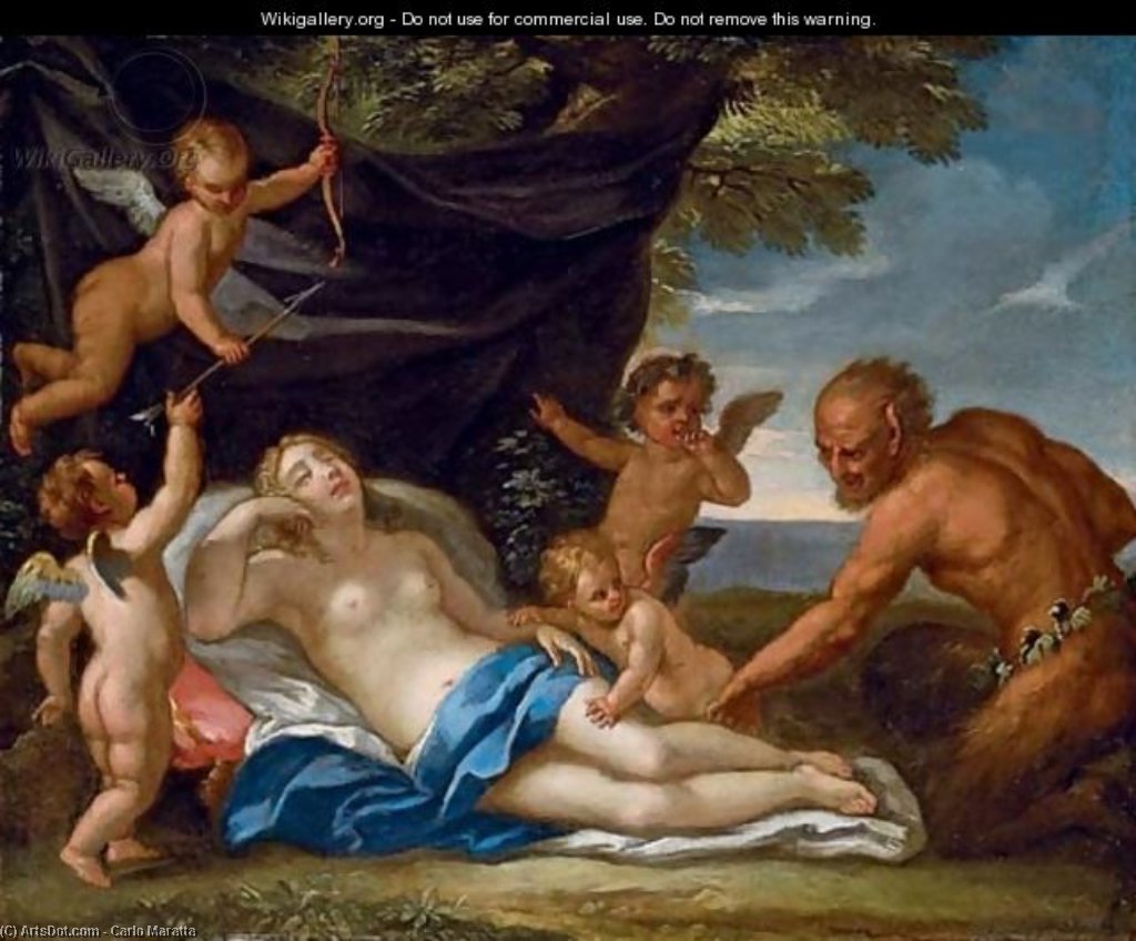 Order Oil Painting Replica Jupiter and Antiope by Carlo Maratta (1625-1713, Italy) | ArtsDot.com