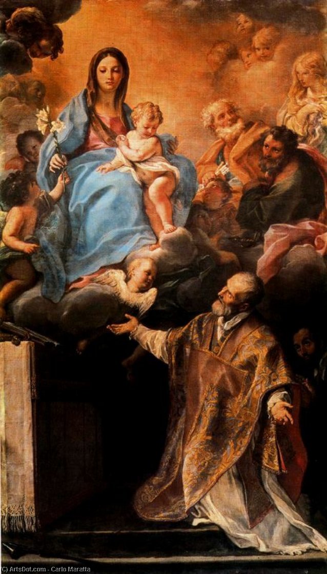 Order Oil Painting Replica The Virgin appeared to St. Philip Neri by Carlo Maratta (1625-1713, Italy) | ArtsDot.com