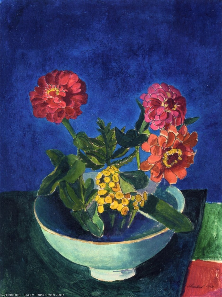 Buy Museum Art Reproductions Zinnias in a Bowl by Charles Rettew Sheeler Junior (Inspired By) (1883-1965, United States) | ArtsDot.com