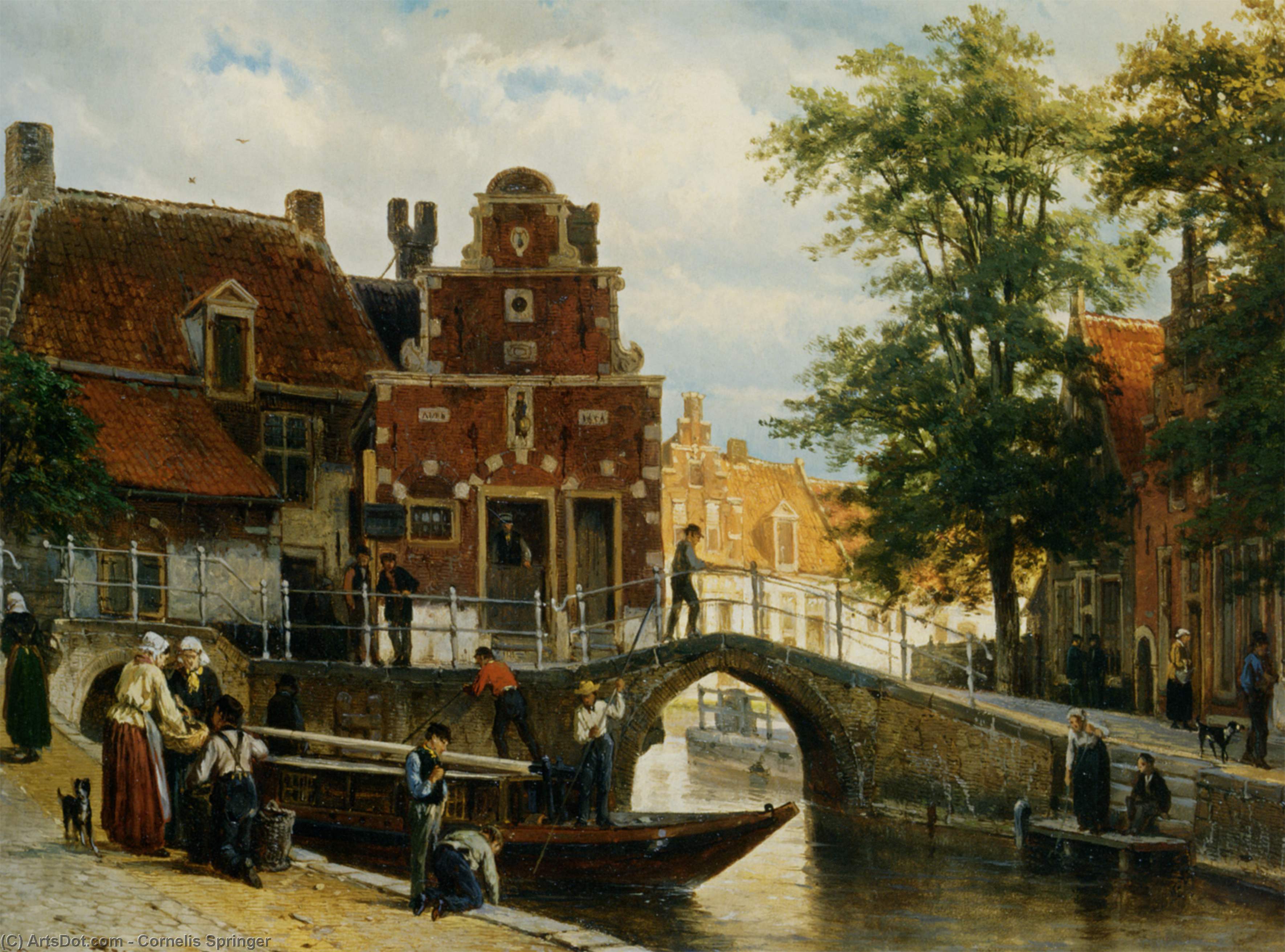 Order Paintings Reproductions A View of Franeker with the Zakkend Ragerschuisje, 1872 by Cornelis Springer (1817-1891) | ArtsDot.com