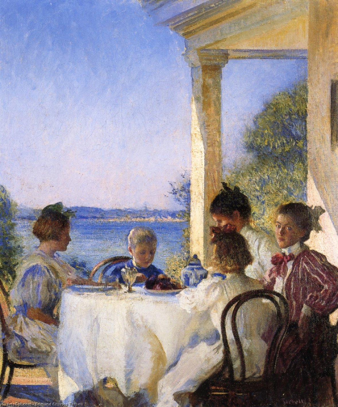 Buy Museum Art Reproductions Breakfast on the Piazza by Edmund Charles Tarbell (1862-1938, United States) | ArtsDot.com