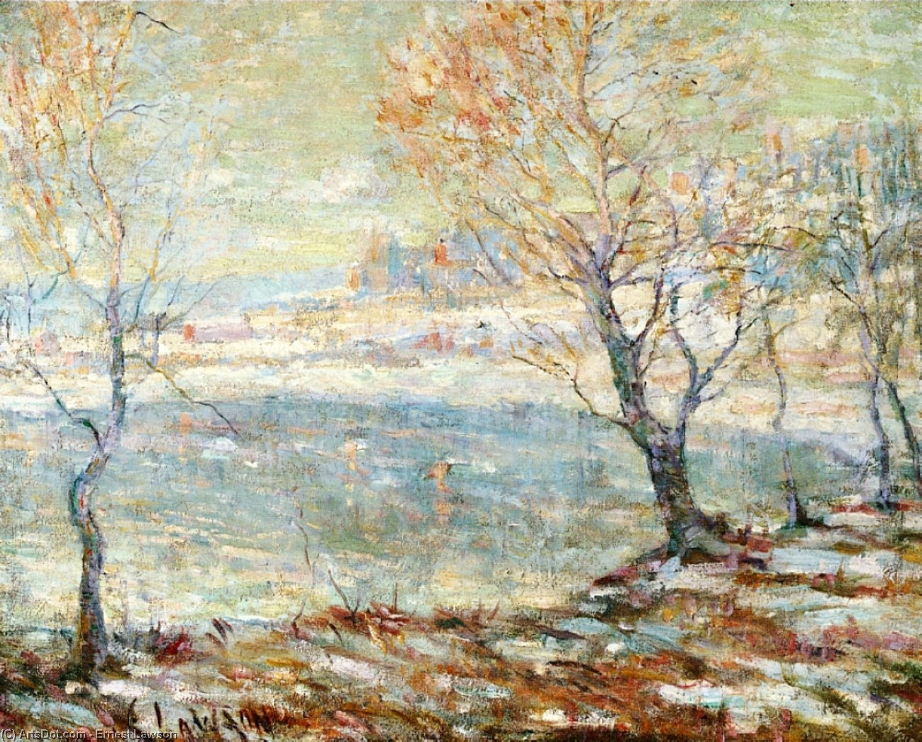 Buy Museum Art Reproductions Inwood on Hudson, In the Snow, 1905 by Ernest Lawson (1873-1939, Canada) | ArtsDot.com