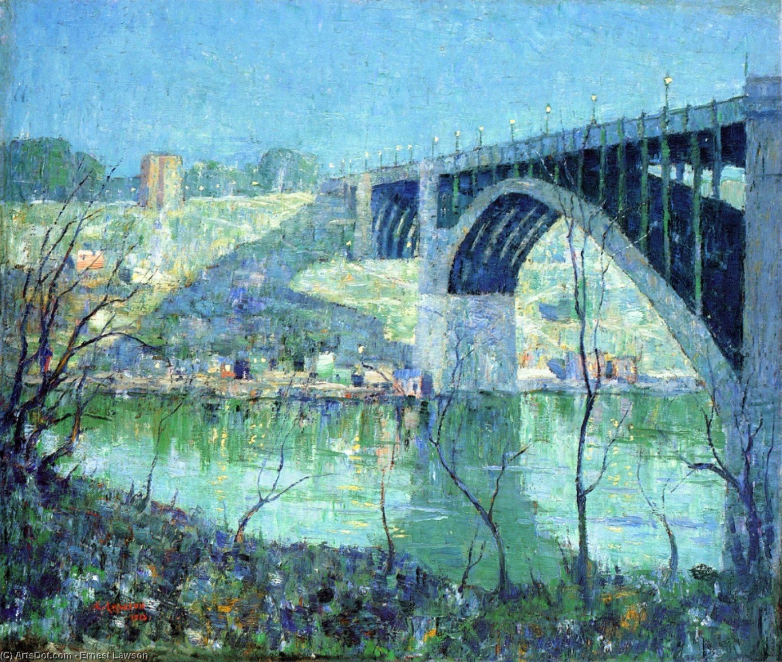 Order Paintings Reproductions Spring Night, Harlem River, 1913 by Ernest Lawson (1873-1939, Canada) | ArtsDot.com