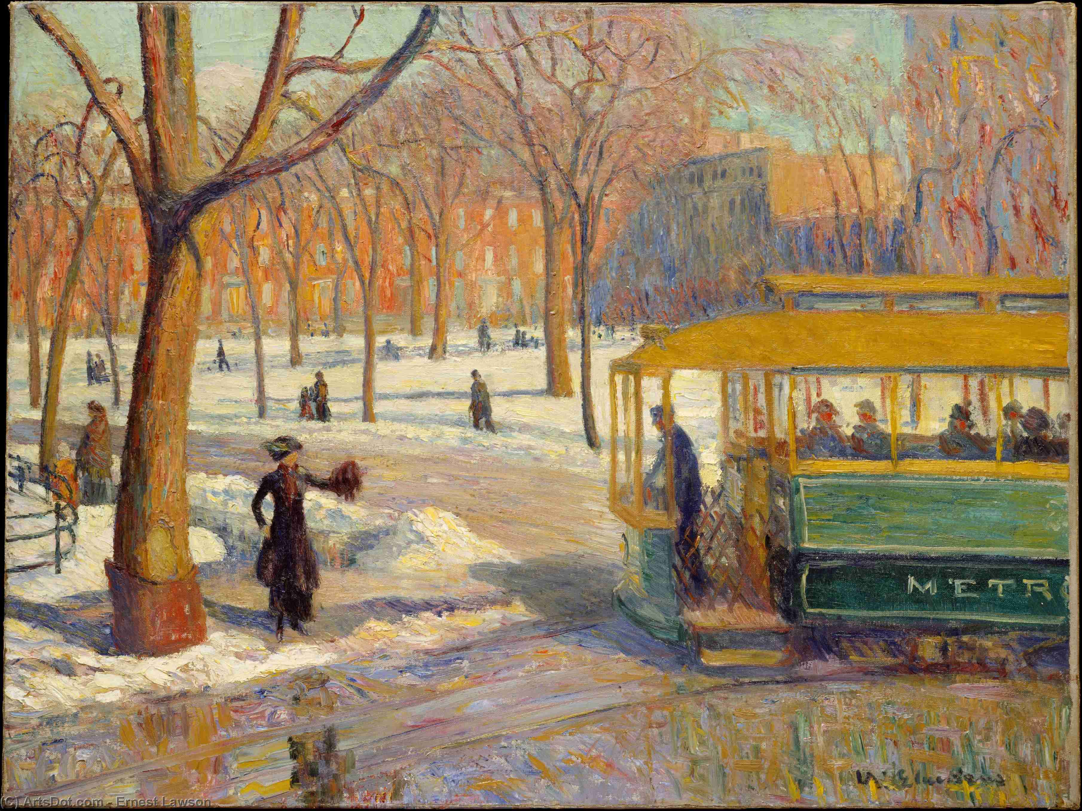 Order Oil Painting Replica The Green Car by Ernest Lawson (1873-1939, Canada) | ArtsDot.com