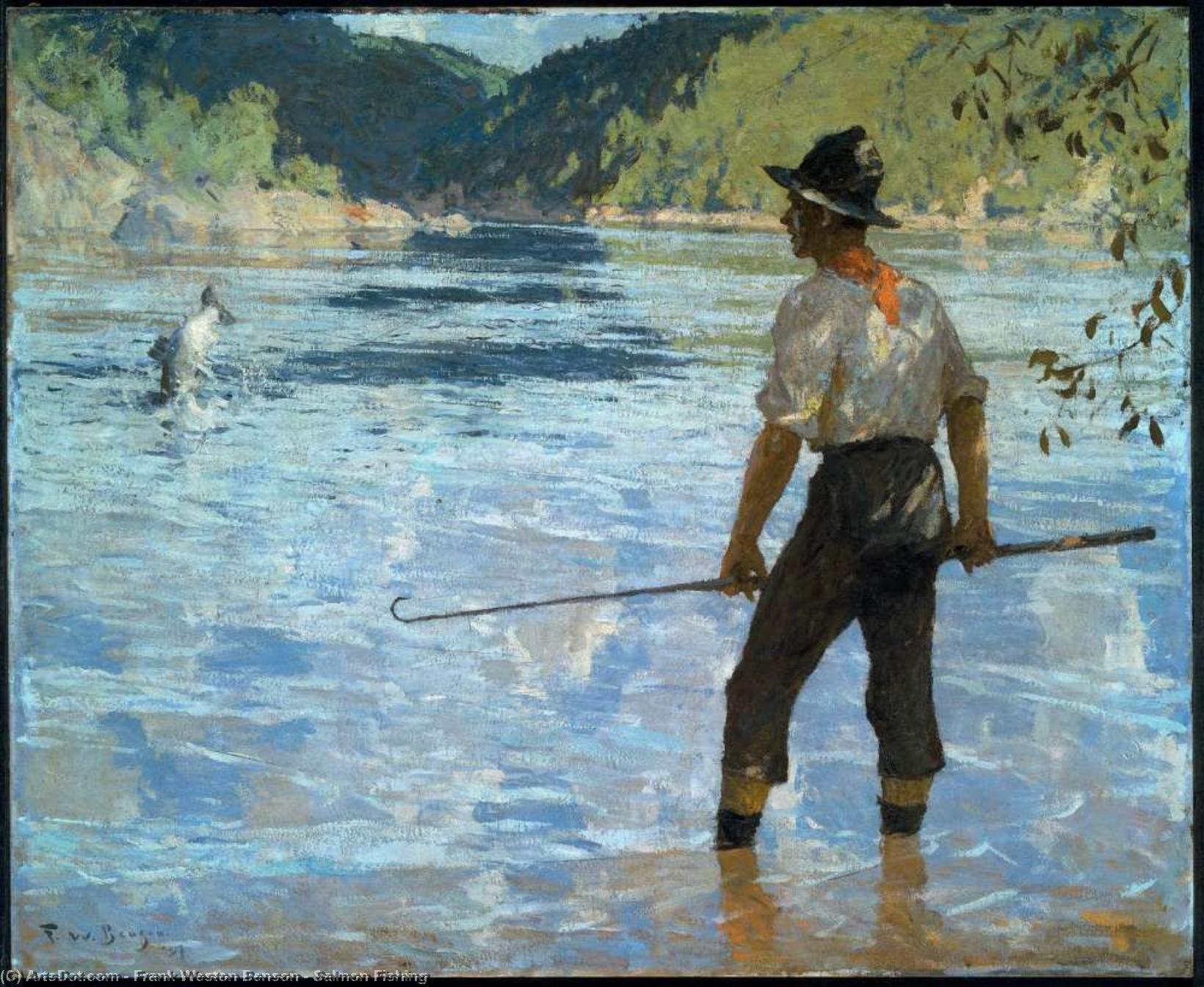 Order Artwork Replica Salmon Fishing by Frank Weston Benson (1862-1951, United States) | ArtsDot.com