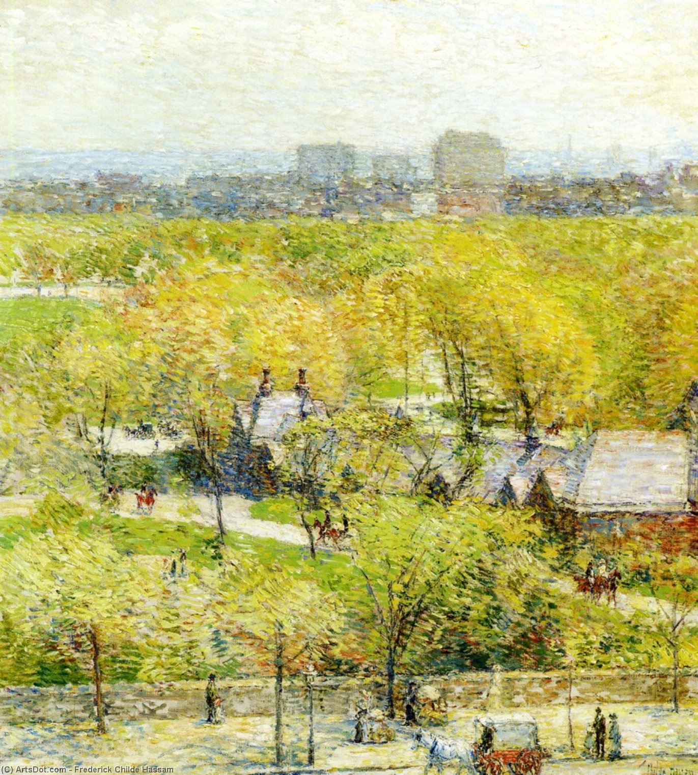 Order Oil Painting Replica Across the Park by Frederick Childe Hassam (1859-1935, United States) | ArtsDot.com