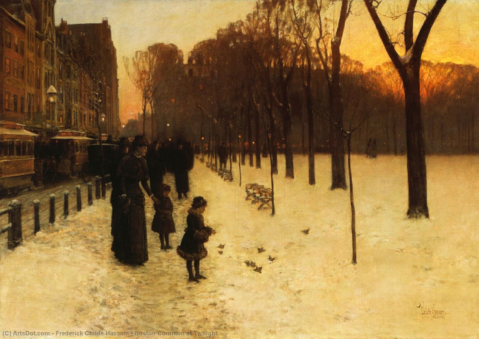 Buy Museum Art Reproductions Boston Common at Twilight by Frederick Childe Hassam (1859-1935, United States) | ArtsDot.com