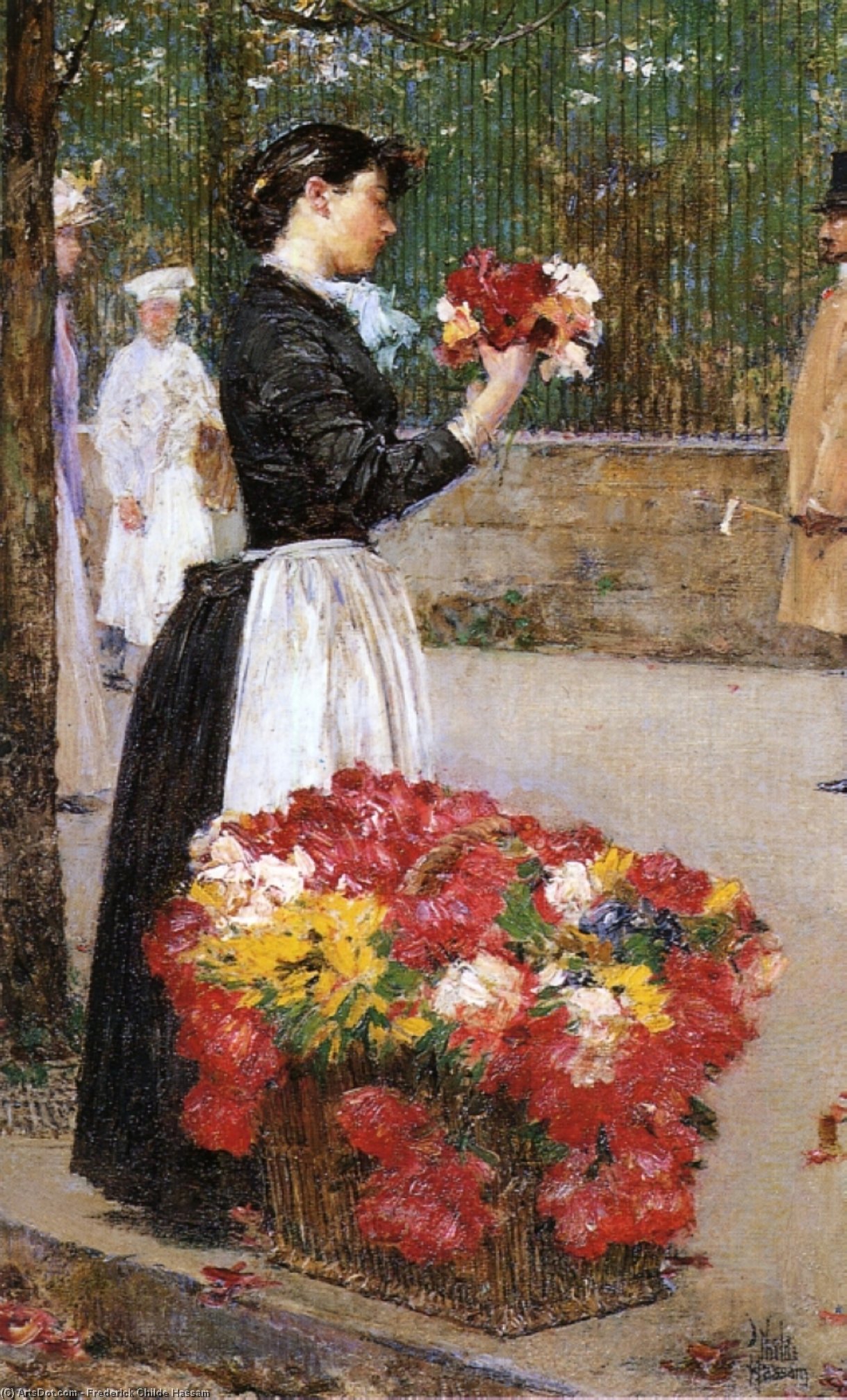 Order Oil Painting Replica Flower Girl, 1888 by Frederick Childe Hassam (1859-1935, United States) | ArtsDot.com