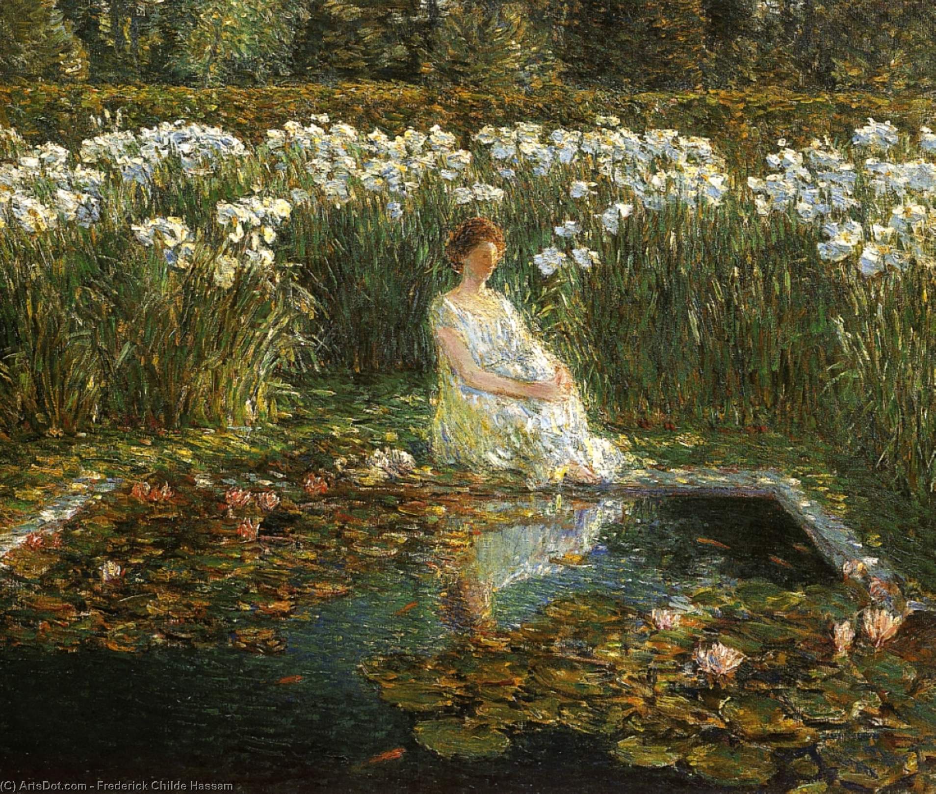 Order Paintings Reproductions Lilies, 1910 by Frederick Childe Hassam (1859-1935, United States) | ArtsDot.com
