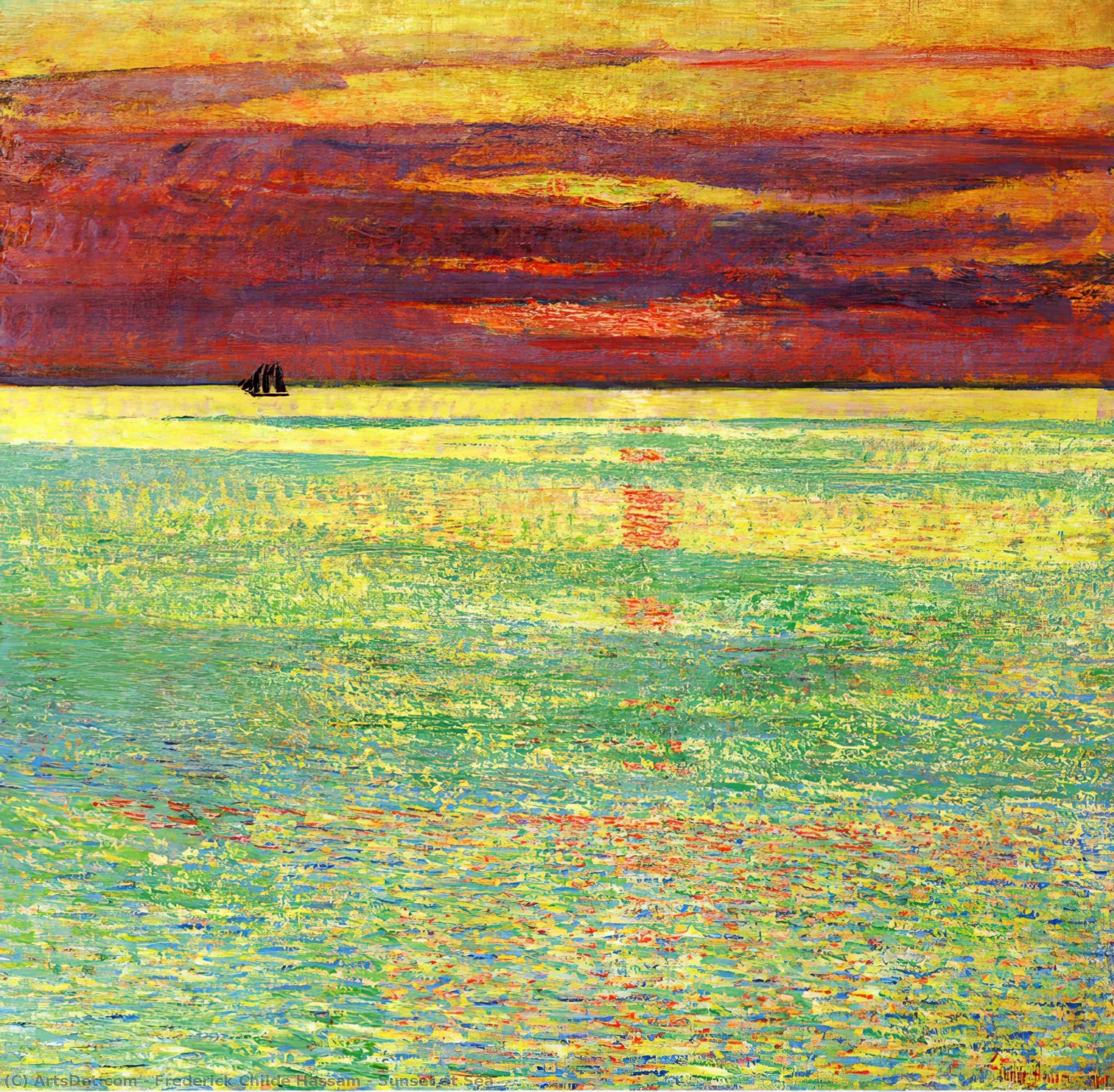 Buy Museum Art Reproductions Sunset at Sea, 1911 by Frederick Childe Hassam (1859-1935, United States) | ArtsDot.com