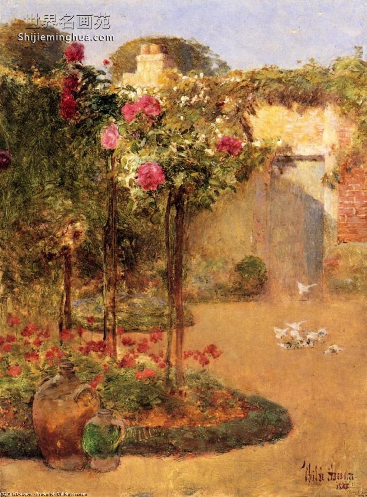 Buy Museum Art Reproductions The Rose Garden, 1888 by Frederick Childe Hassam (1859-1935, United States) | ArtsDot.com