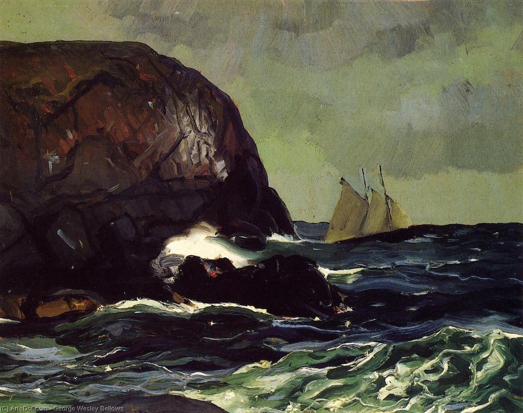 Order Paintings Reproductions Beating out to Sea by George Wesley Bellows (1882-1925, United States) | ArtsDot.com