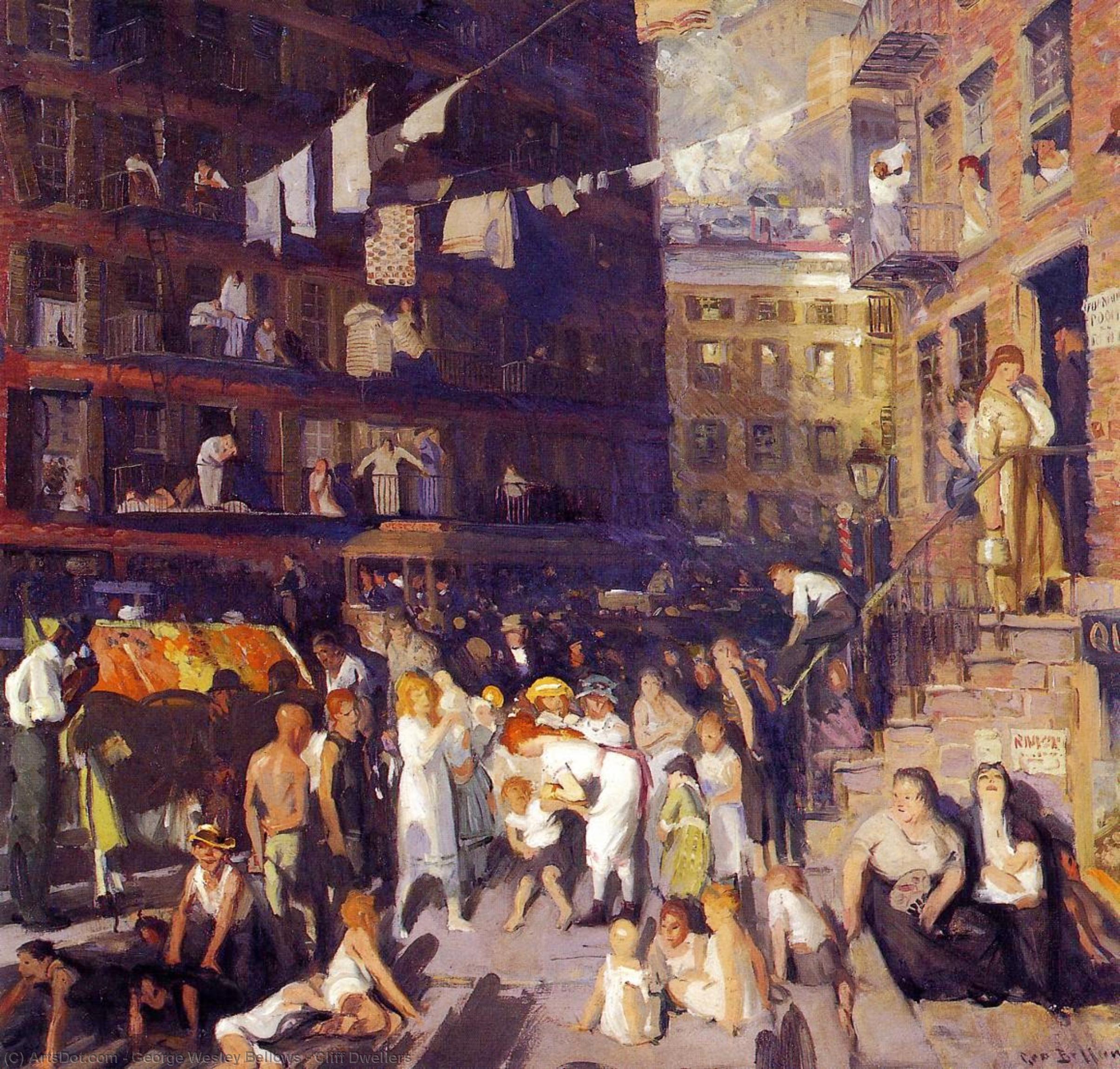Order Oil Painting Replica Cliff Dwellers, 1913 by George Wesley Bellows (1882-1925, United States) | ArtsDot.com