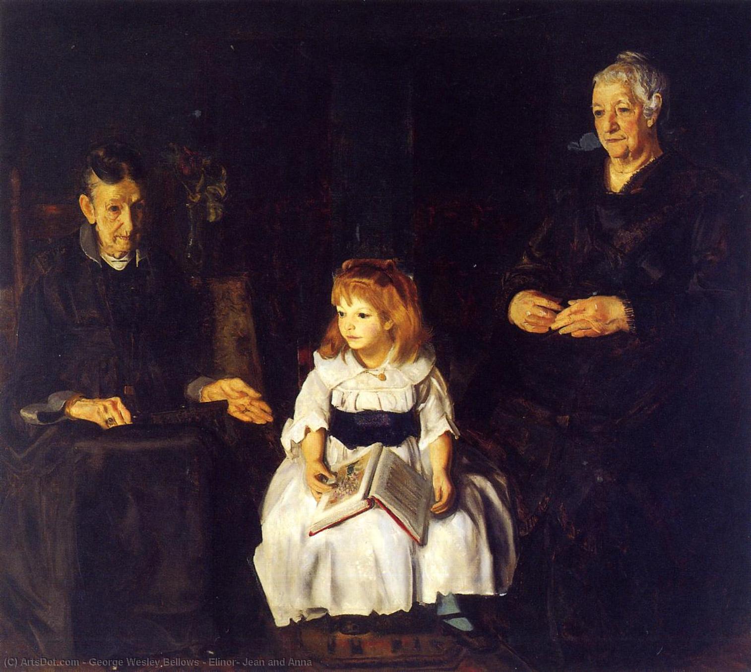 Order Paintings Reproductions Elinor, Jean and Anna, 1920 by George Wesley Bellows (1882-1925, United States) | ArtsDot.com