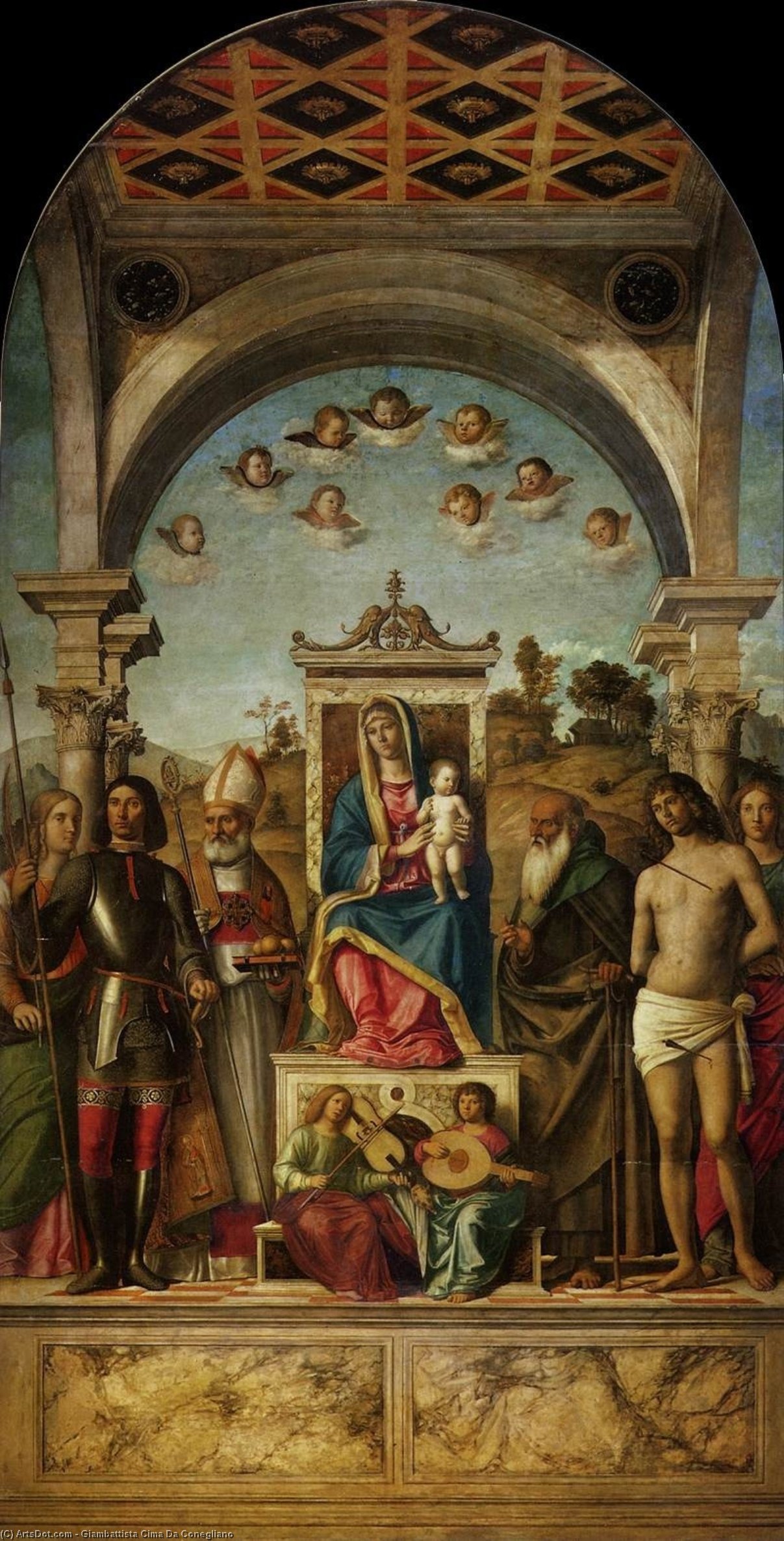Order Oil Painting Replica Madonna and Child Enthroned with Saints by Giovanni Battista Cima Da Conegliano (1459-1517) | ArtsDot.com