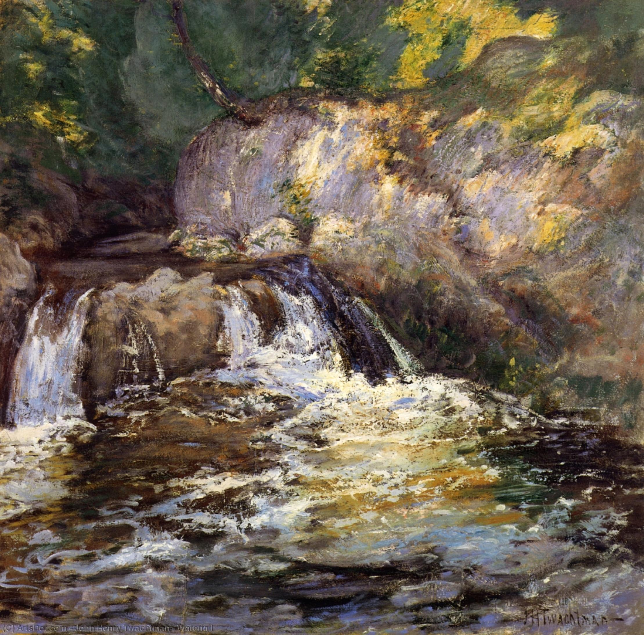 Order Oil Painting Replica Waterfall, 1898 by John Henry Twachtman (1853-1902, United States) | ArtsDot.com