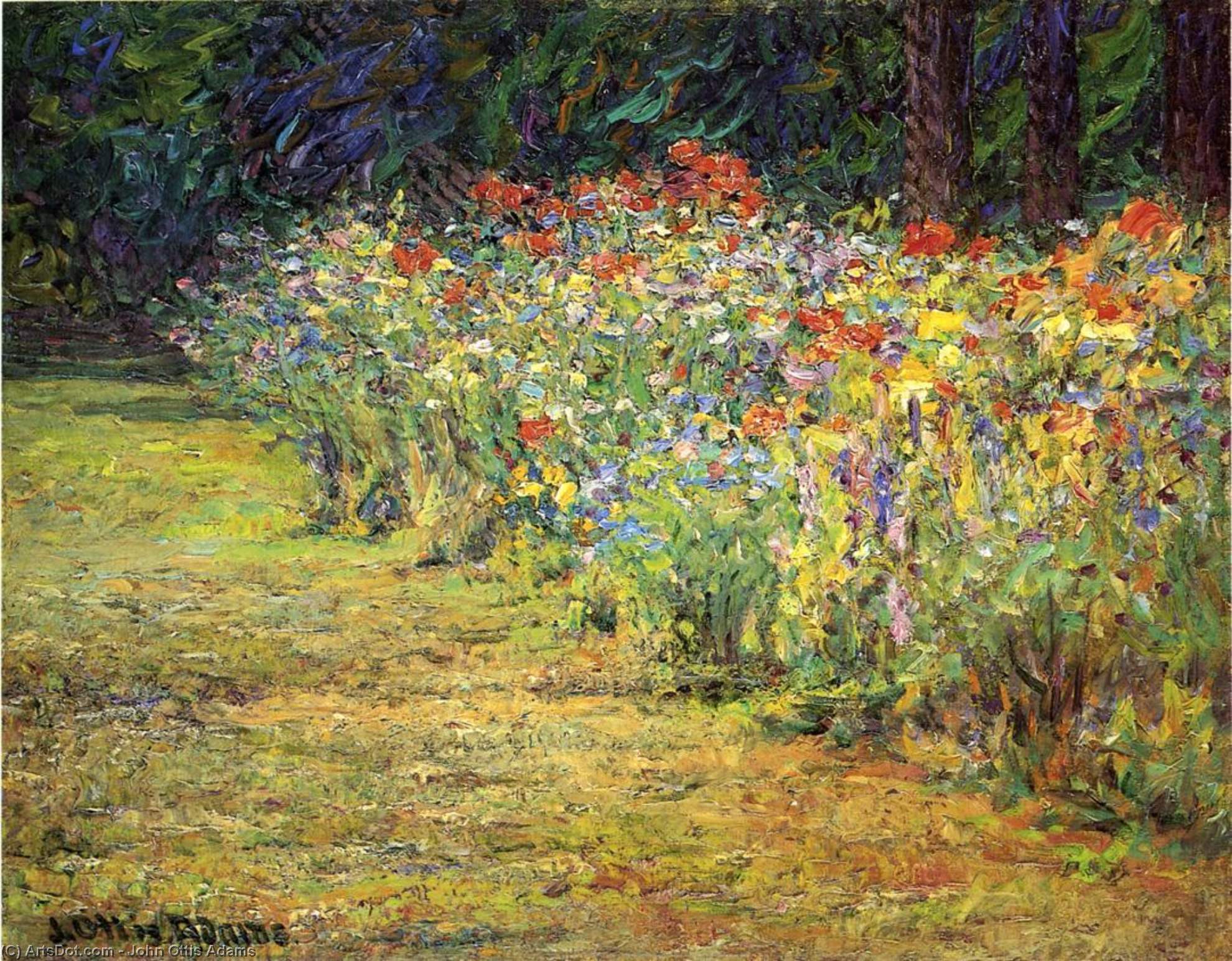 Buy Museum Art Reproductions Flower Border by John Ottis Adams (1851-1927, United States) | ArtsDot.com