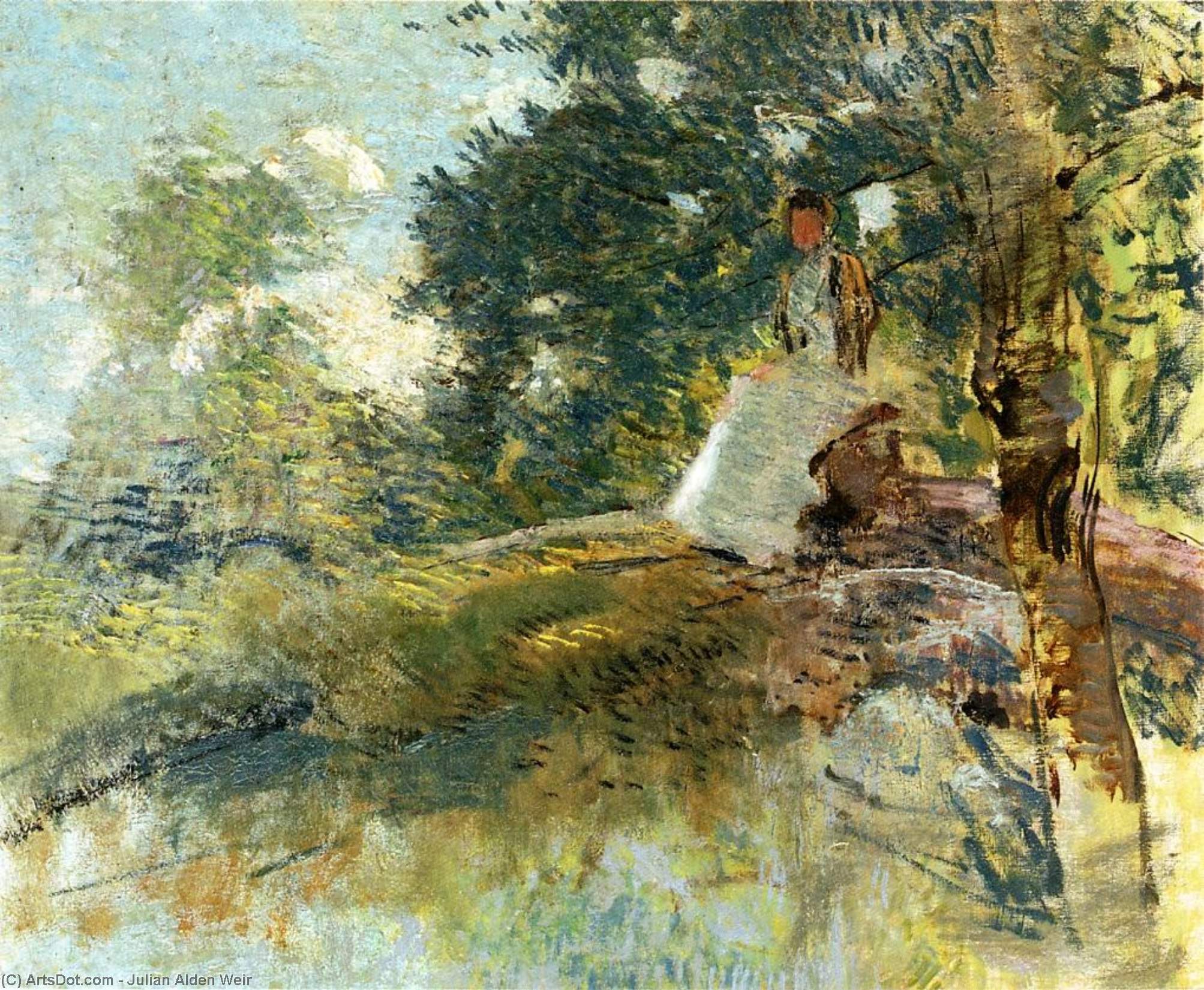 Order Artwork Replica Landscape with Seated Figure by Julian Alden Weir (1852-1919, United States) | ArtsDot.com