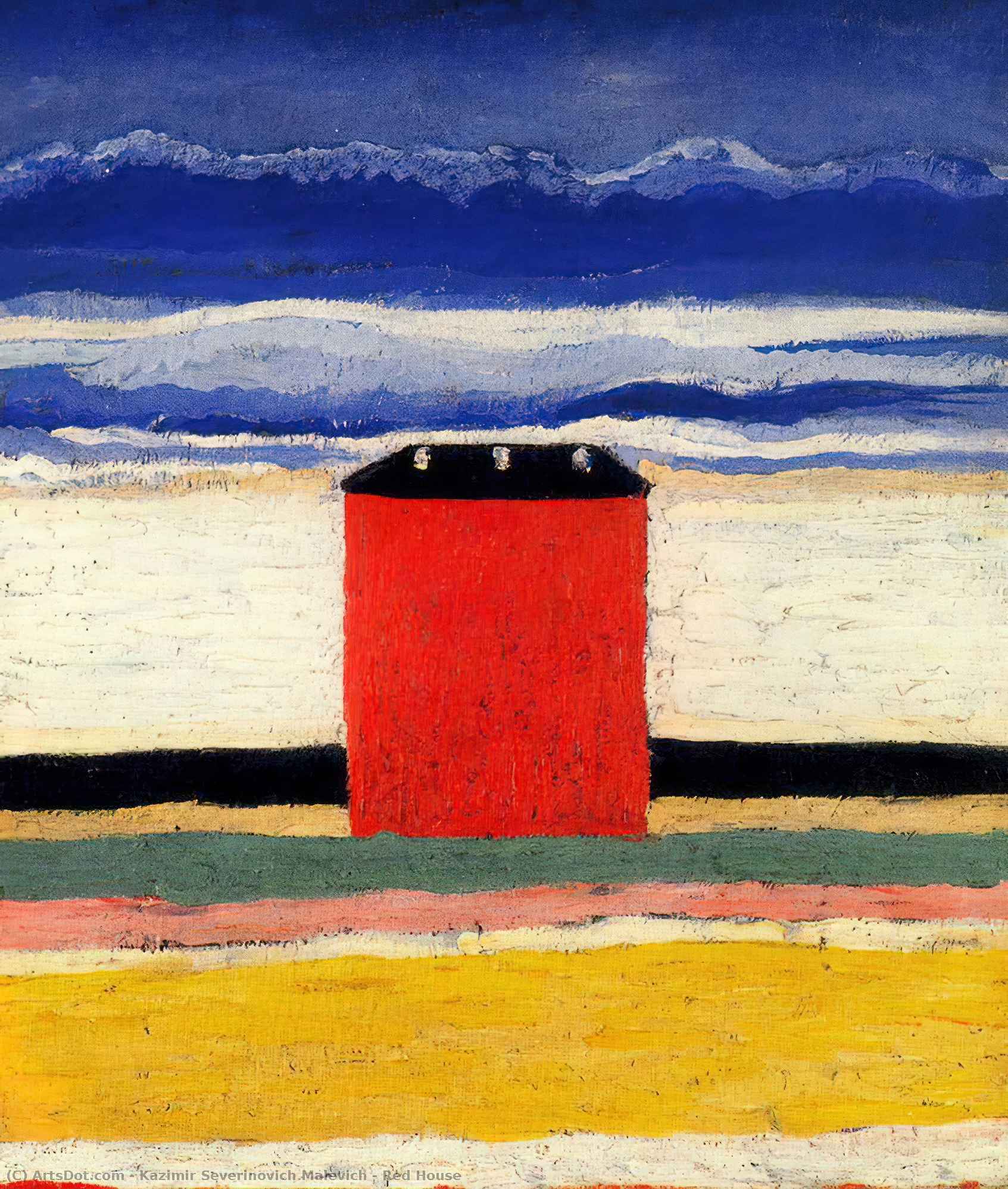 Order Oil Painting Replica Red House by Kazimir Severinovich Malevich (1878-1935, Ukraine) | ArtsDot.com
