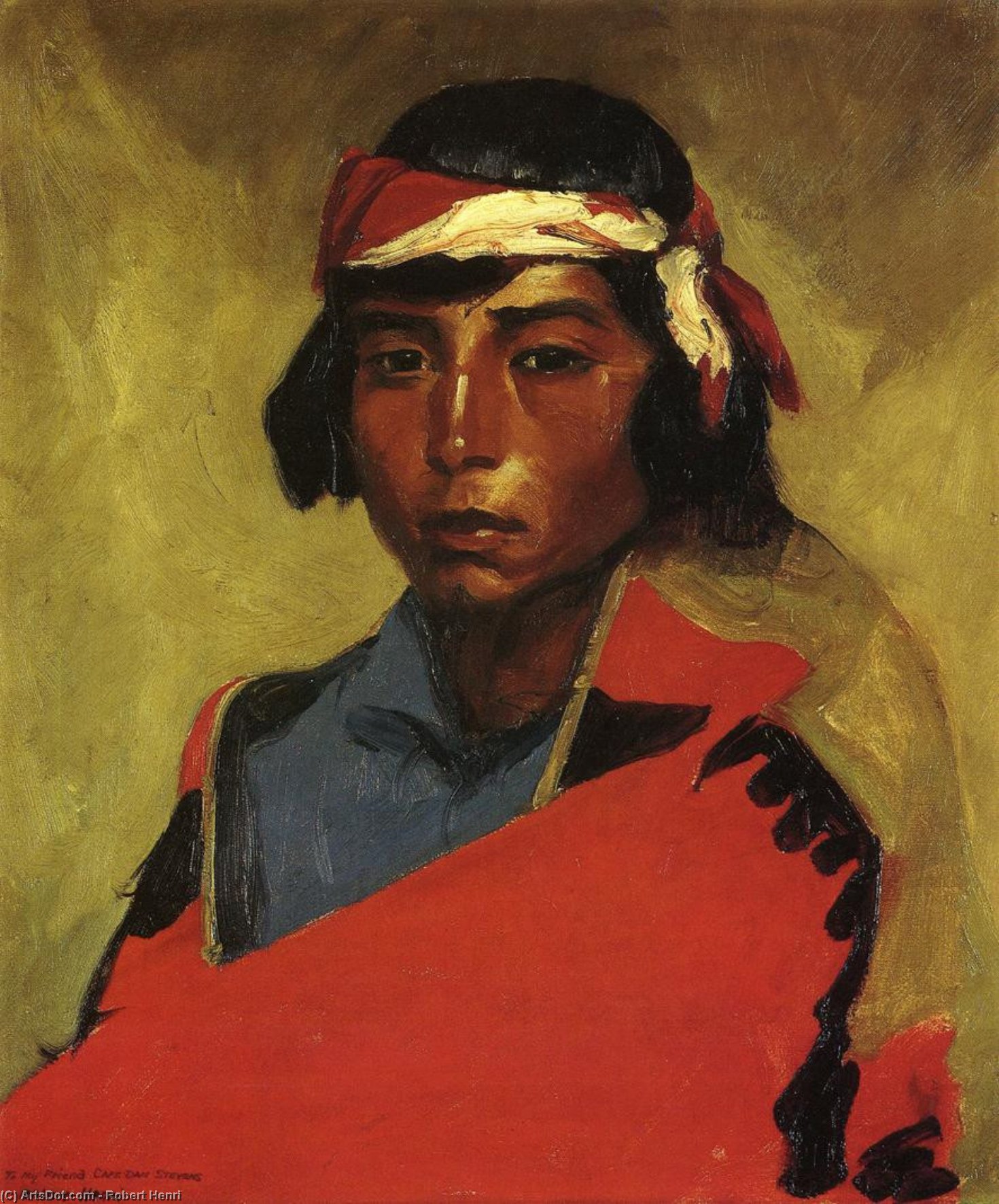 Buy Museum Art Reproductions Young Buck of the Tesuque Pueblo, 1916 by Robert Henri (1865-1929, United States) | ArtsDot.com