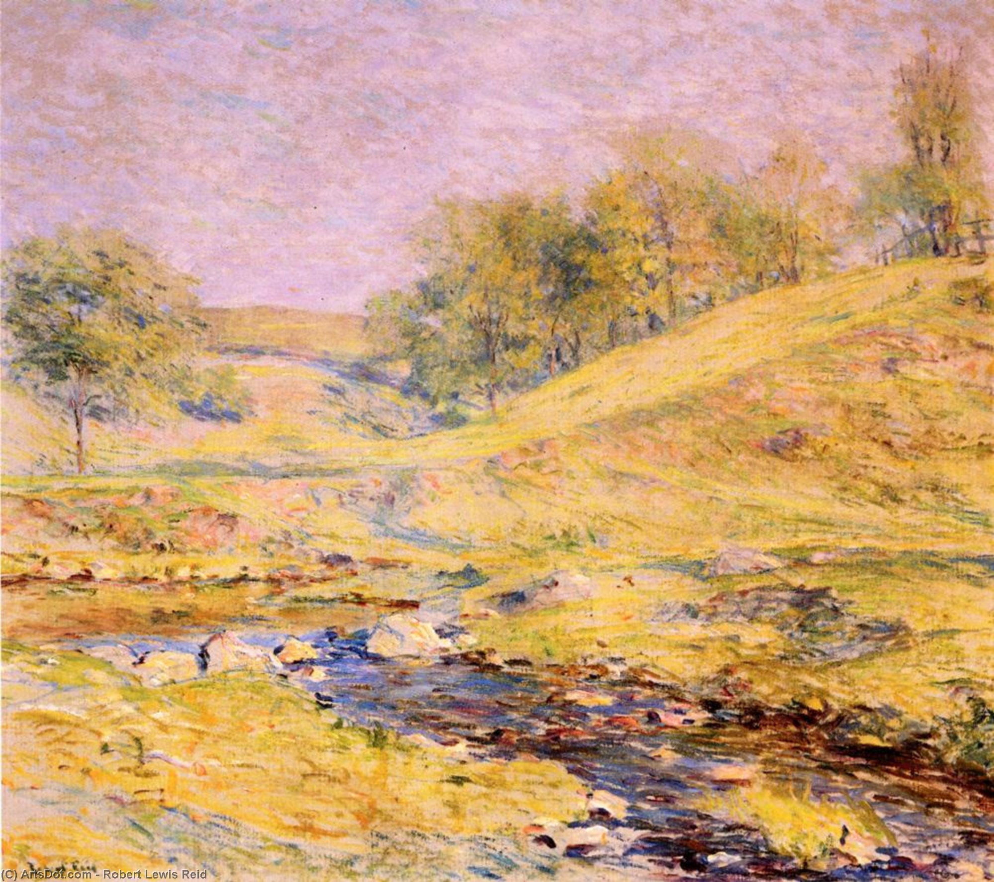 Order Oil Painting Replica Landscape with Stream by Robert Lewis Reid (1862-1929, United States) | ArtsDot.com