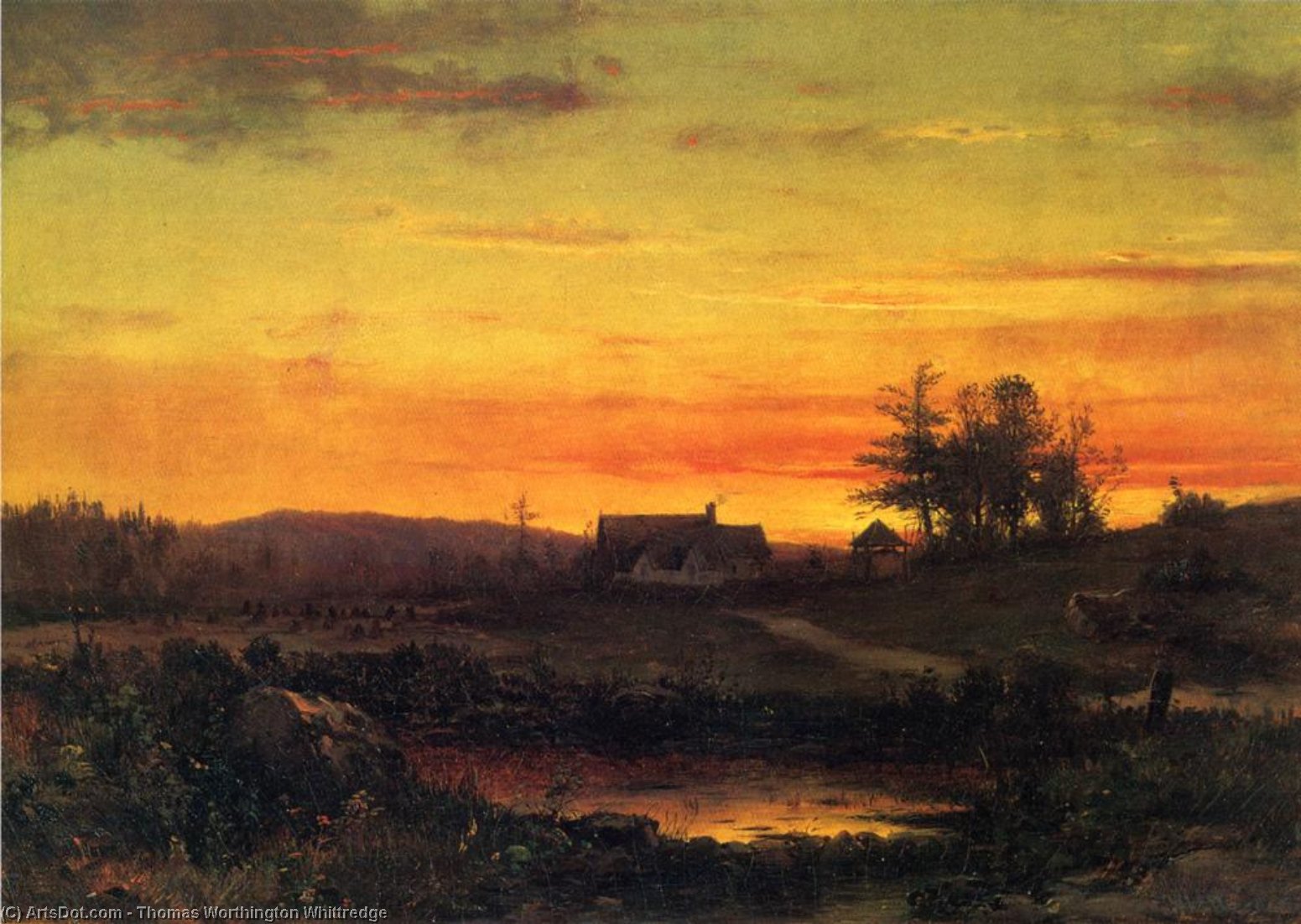 Order Oil Painting Replica Twilight Landscape by Thomas Worthington Whittredge (1820-1910, United States) | ArtsDot.com