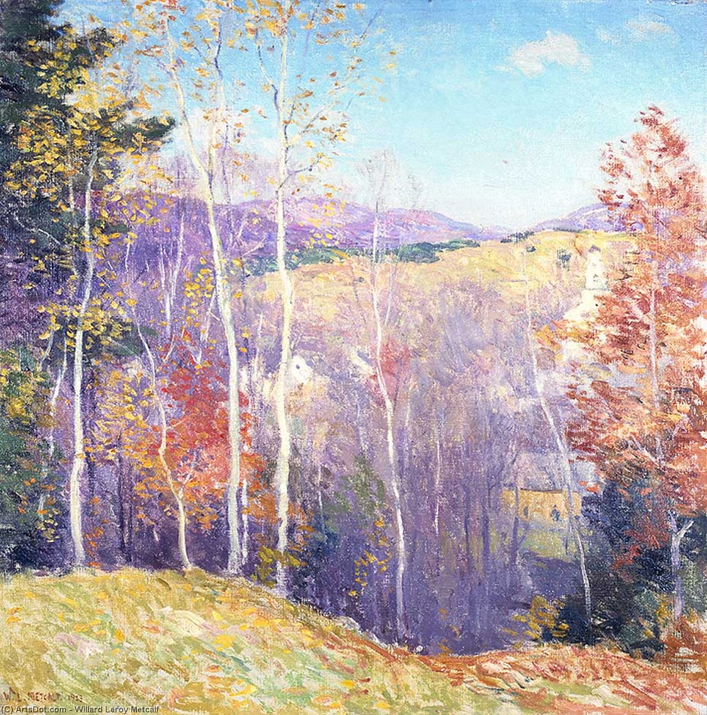 Order Oil Painting Replica October Sunshine, 1915 by Willard Leroy Metcalf (1858-1925, United States) | ArtsDot.com