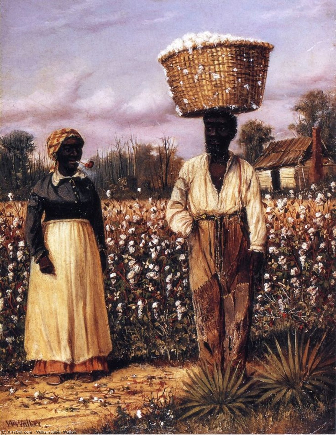 Buy Museum Art Reproductions Negro Man And Woman In Cotton Field With Cotton Baskets 1 by William Aiken Walker (1839-1921, United States) | ArtsDot.com